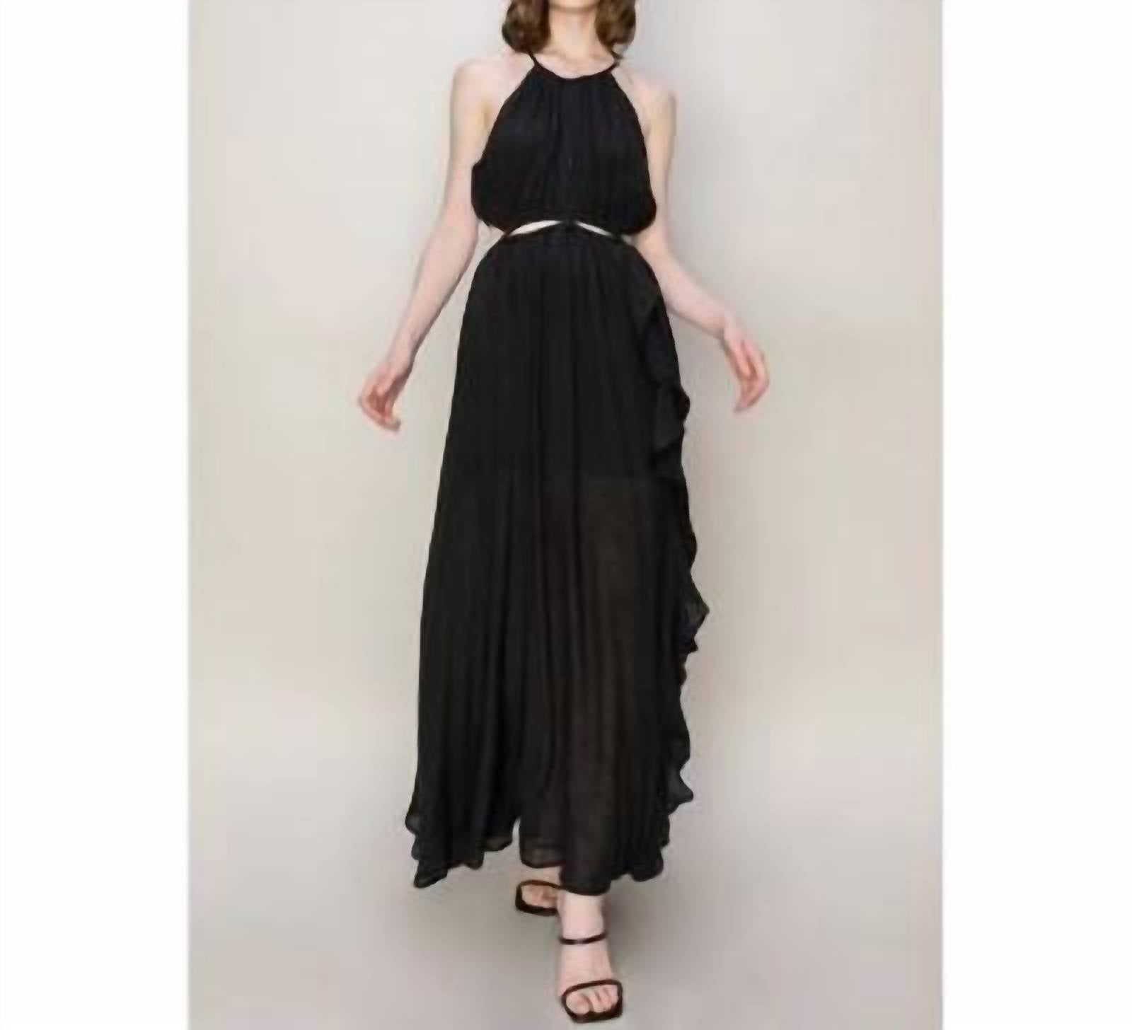 Hyfve Cutout Halter Maxi Dress In Black