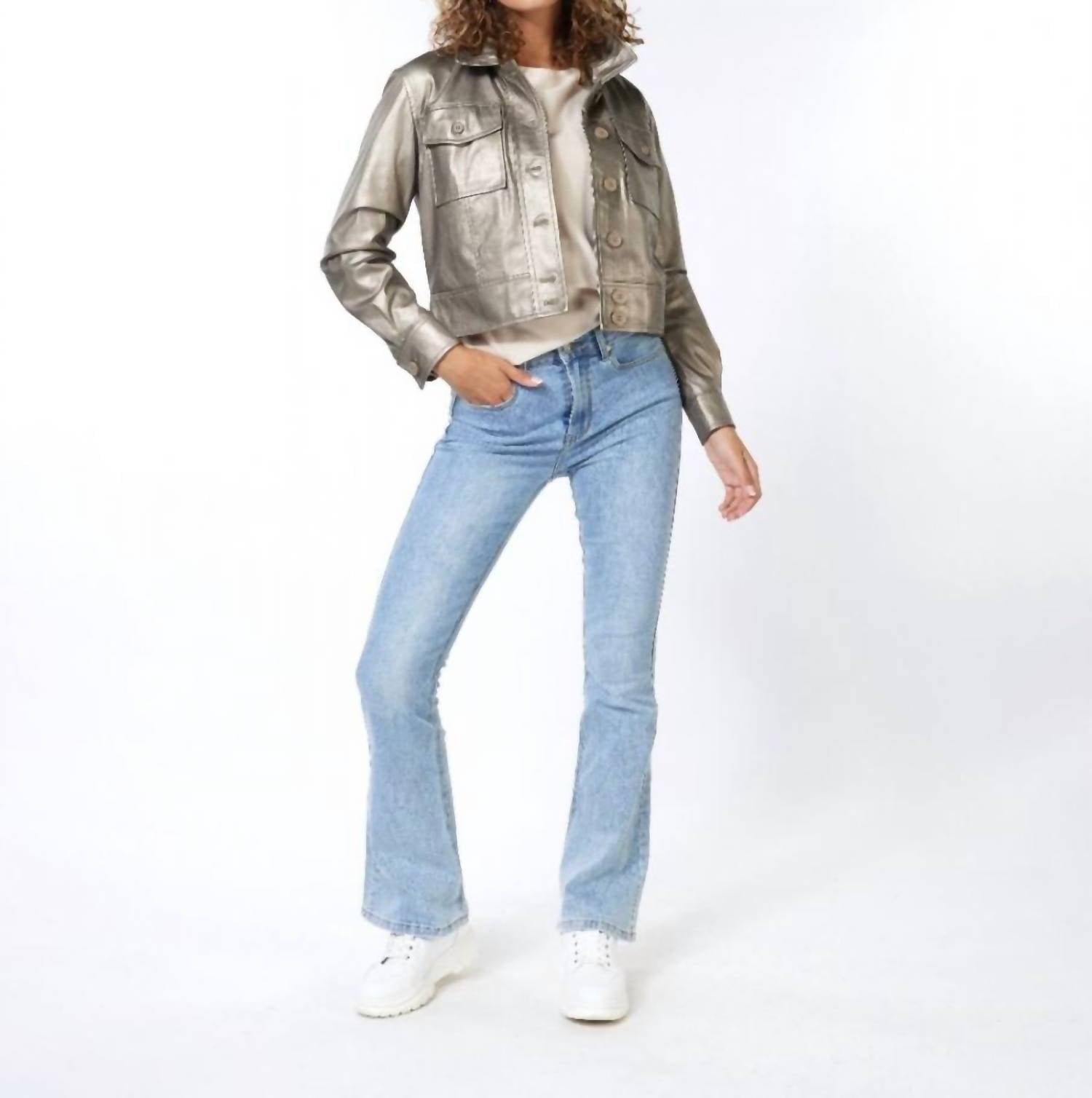 Shop Esqualo Pu Jacket In Champagne In Gold
