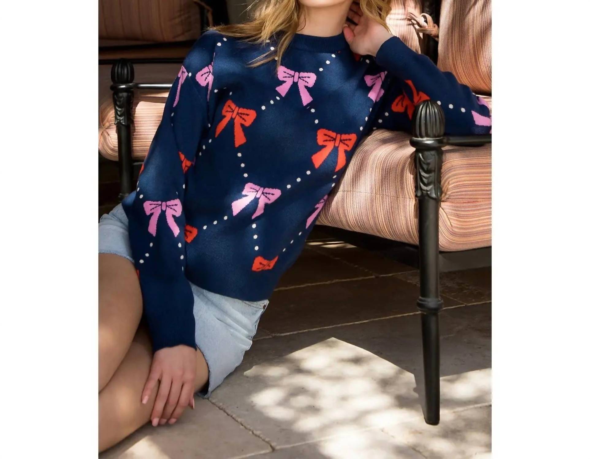 Ribbon Sweater In Navy