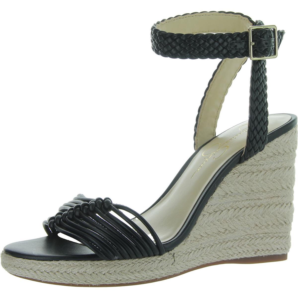 Jessica Simpson Weyla Womens Cushioned Footbed Canvas Wedge Sandals In Black