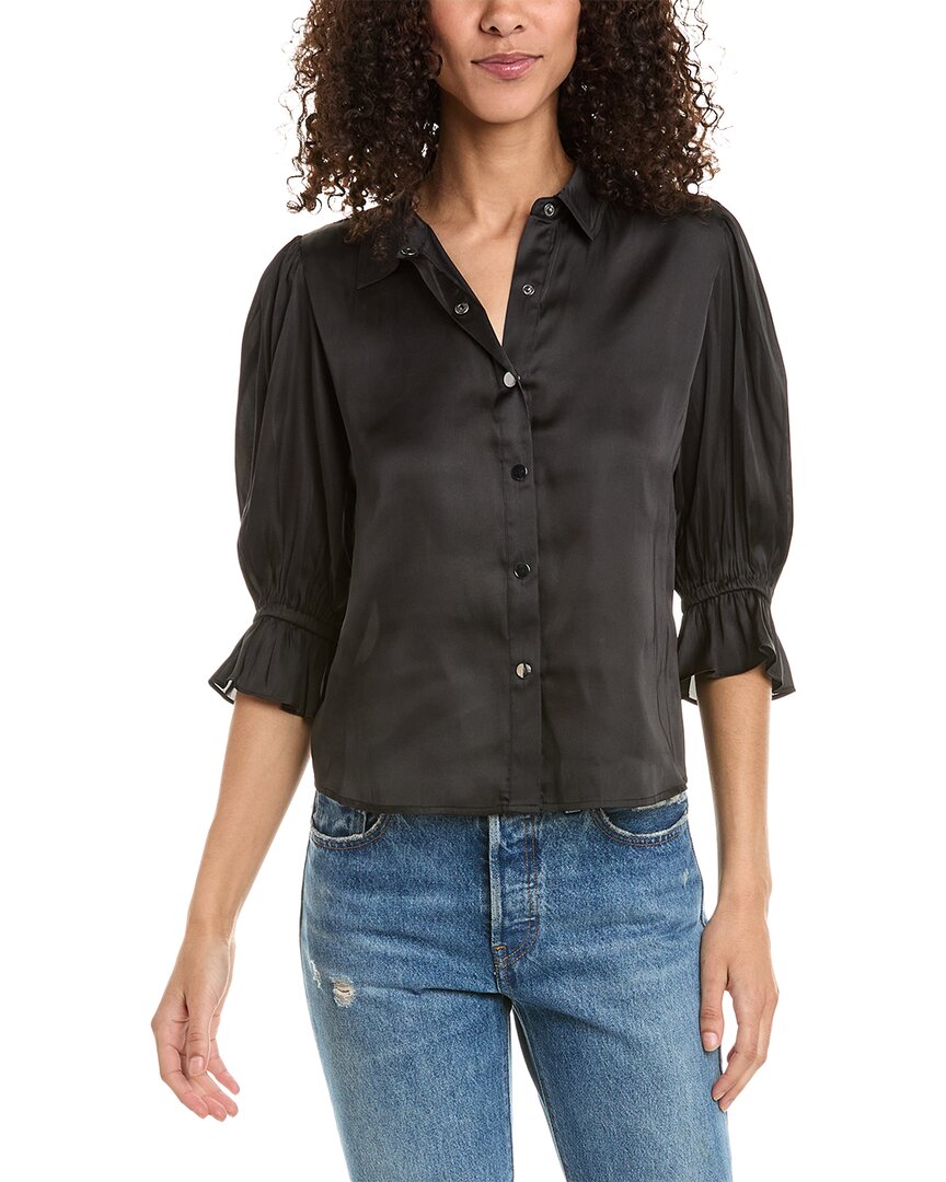 Shop Stella & Lorenzo Stella + Lorenzo Flare Sleeve Blouse In Black