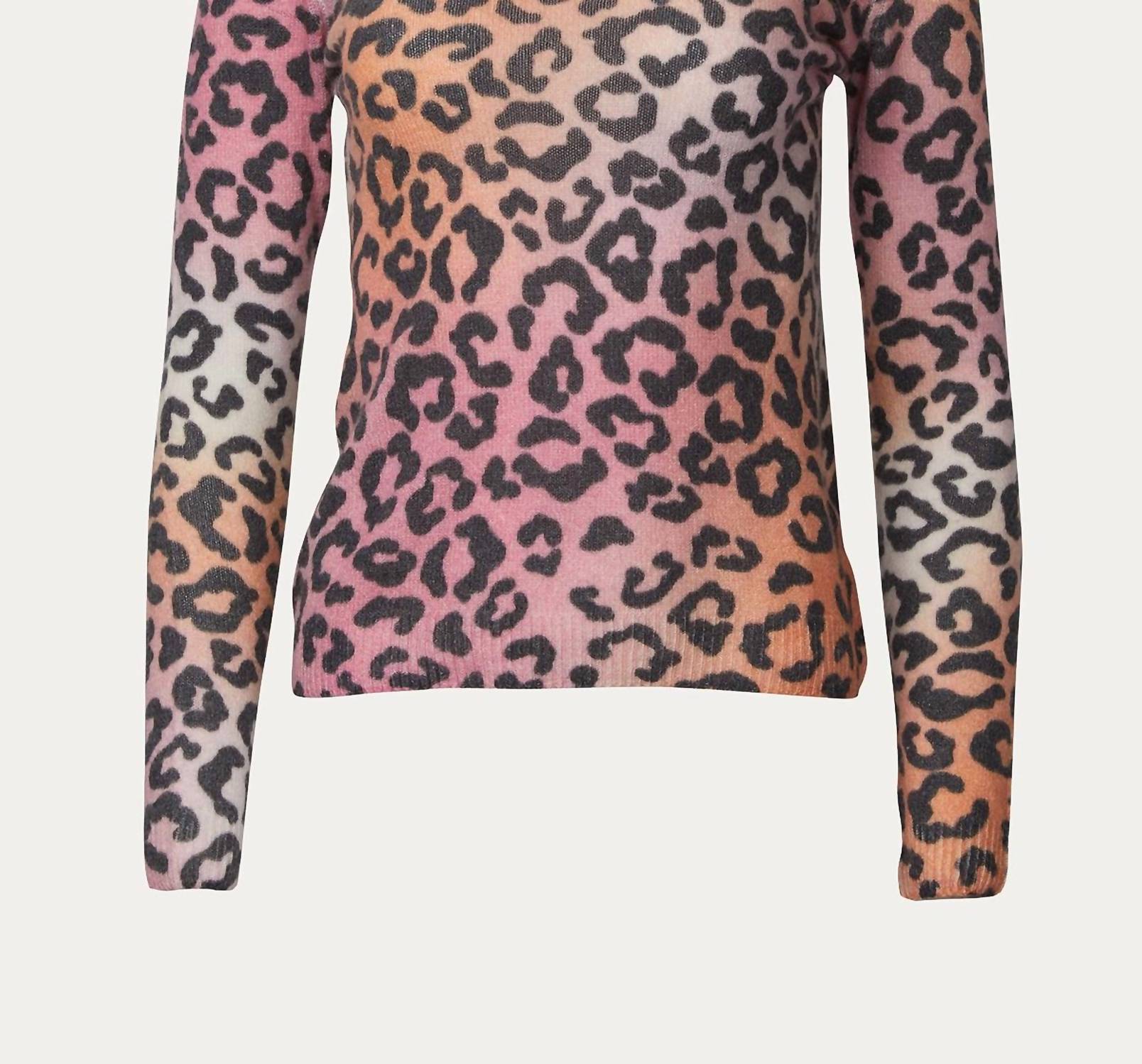Shop Brodie Cashmere Sunset Roll Neck Sweater In Multi Leopard Print In Brown