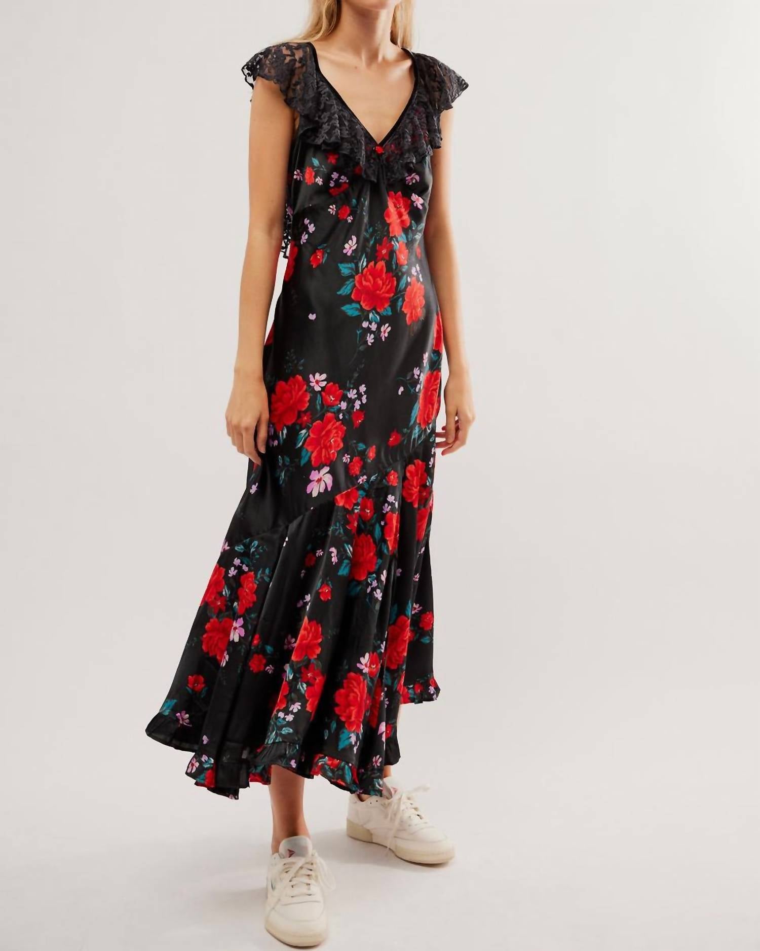 Shop Free People Warm Hearts Midi Dress In Black Combo In Multi