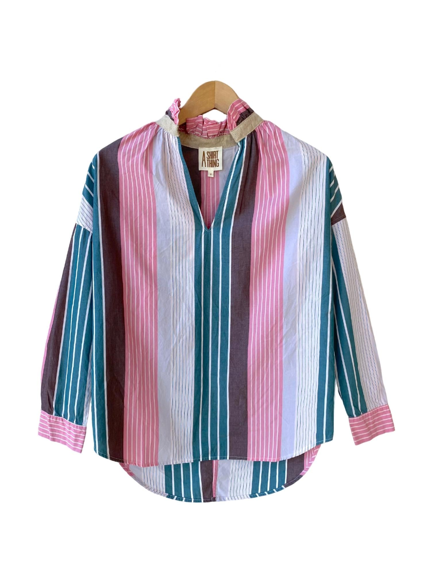 A Shirt Thing Women's Penelope-amalfi Stripes In Carnation In Red