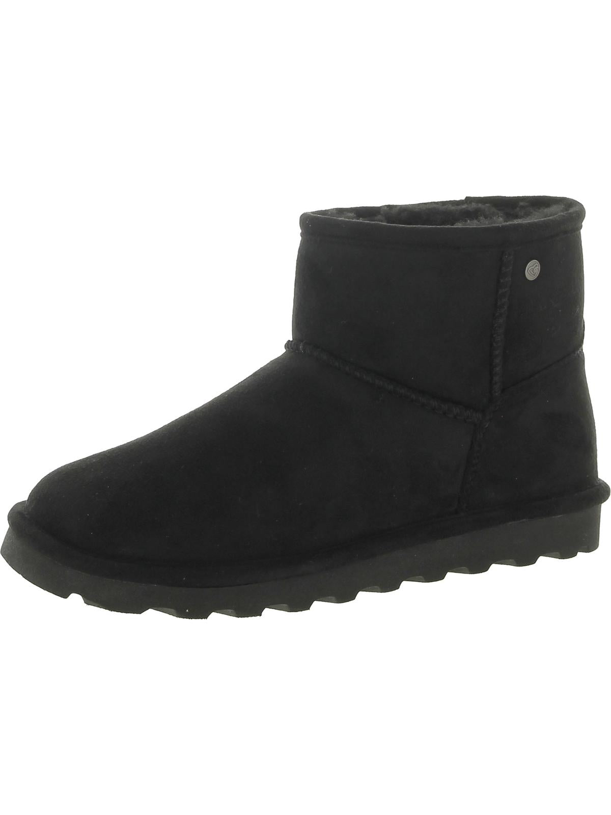 Shop Bearpaw Alyssa Vegan Womens Faux Suede Cold Weather Shearling Boots In Black