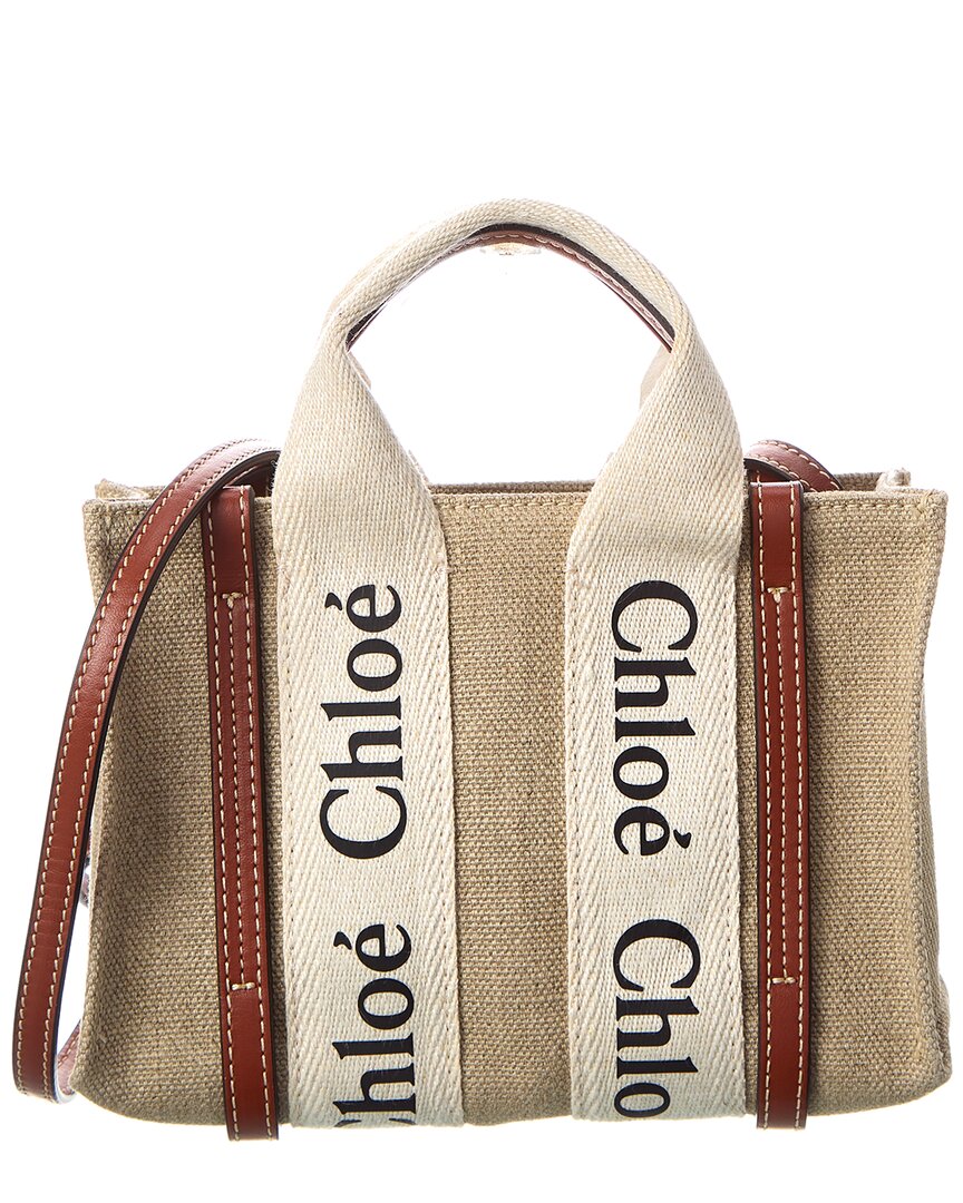 Chloé Chloe Woody Mini Canvas & Leather Tote In Multi