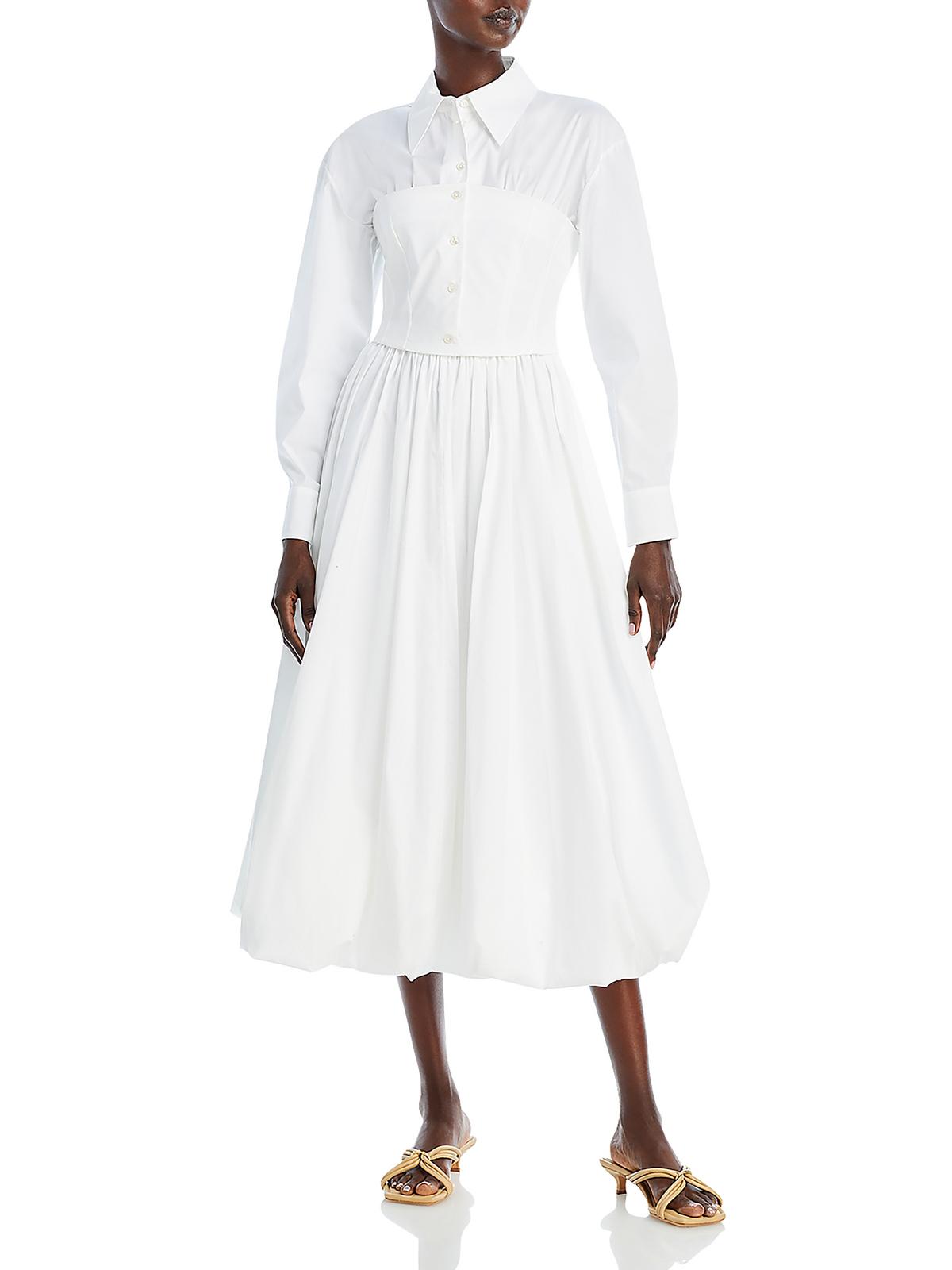 A.w.a.k.e. Womens Puff Collar Midi Dress In White