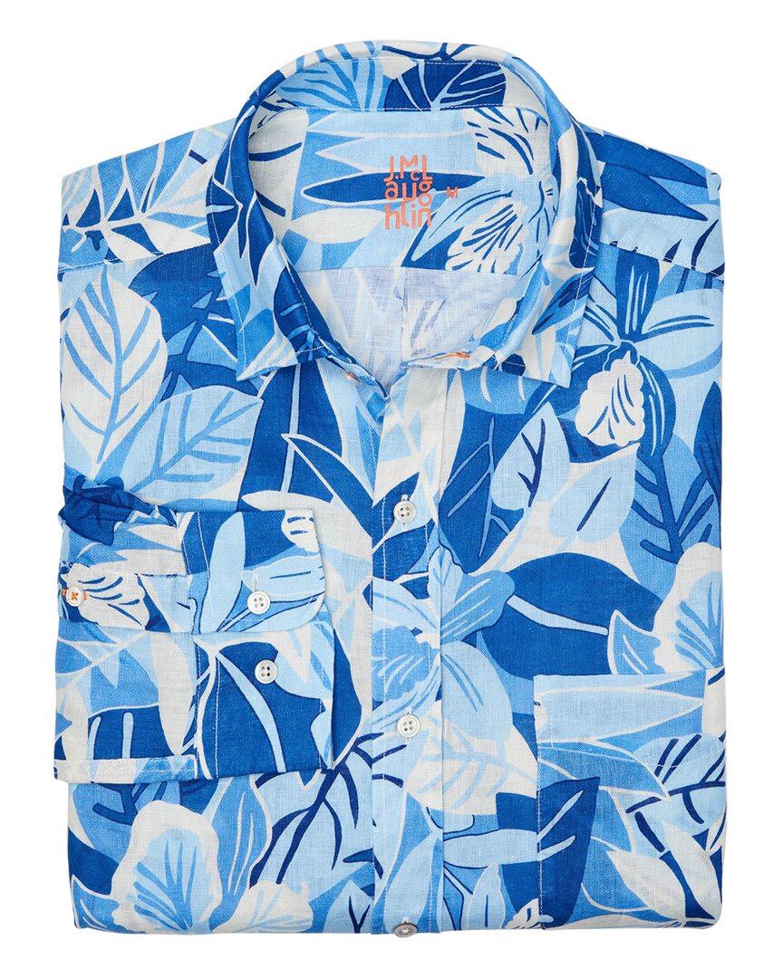Shop J.mclaughlin J. Mclaughlin Tropika Gramercy Linen Shirt In Blue