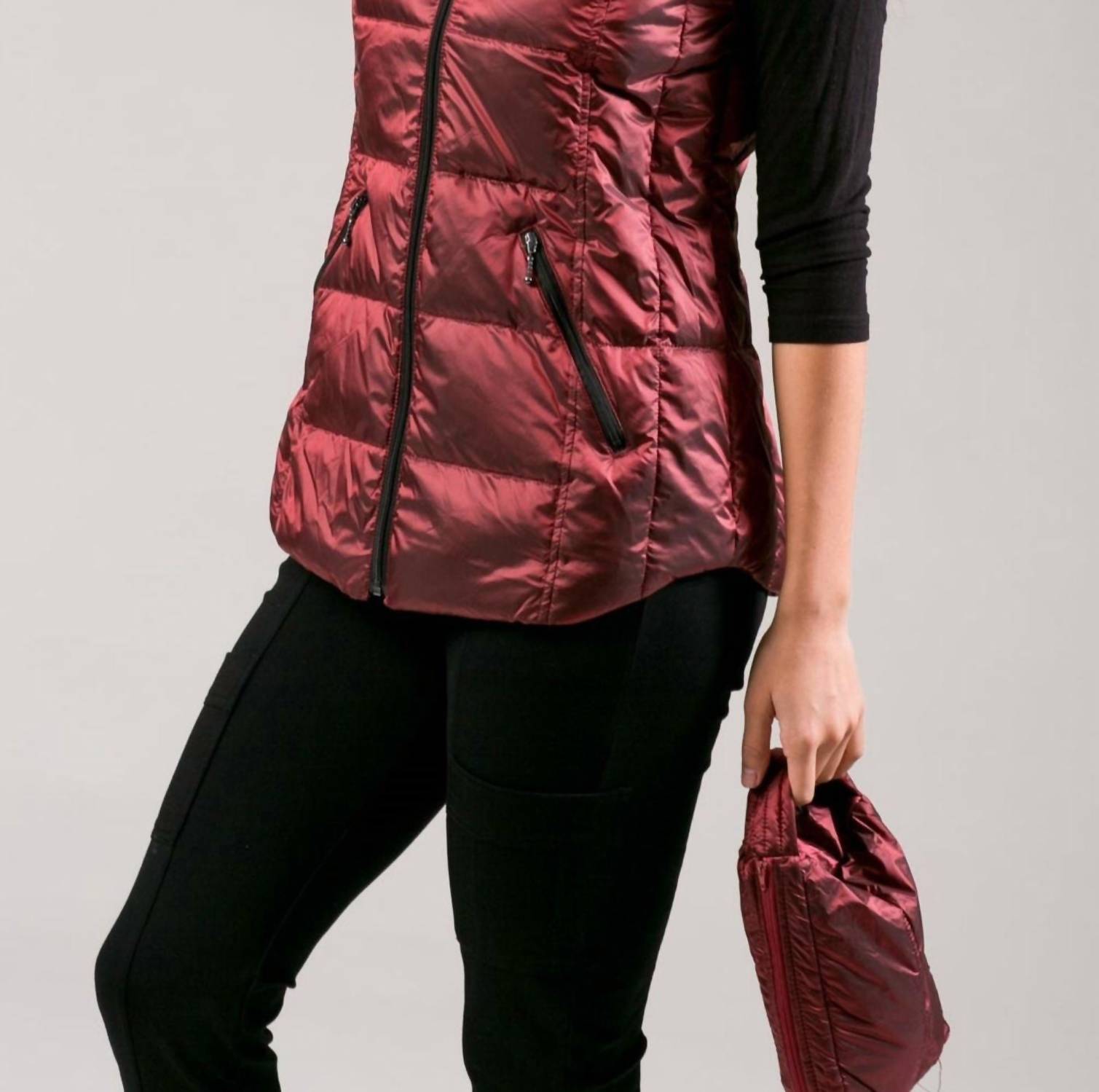 Shop Anorak Metallic Vest In Dark Rose In Multi