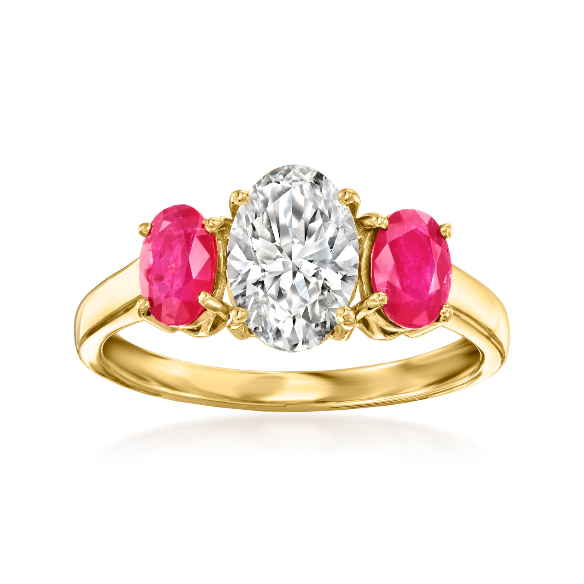 Shop Ross-simons Lab-grown Diamond Ring With Rubies In 14kt Yellow Gold In Purple