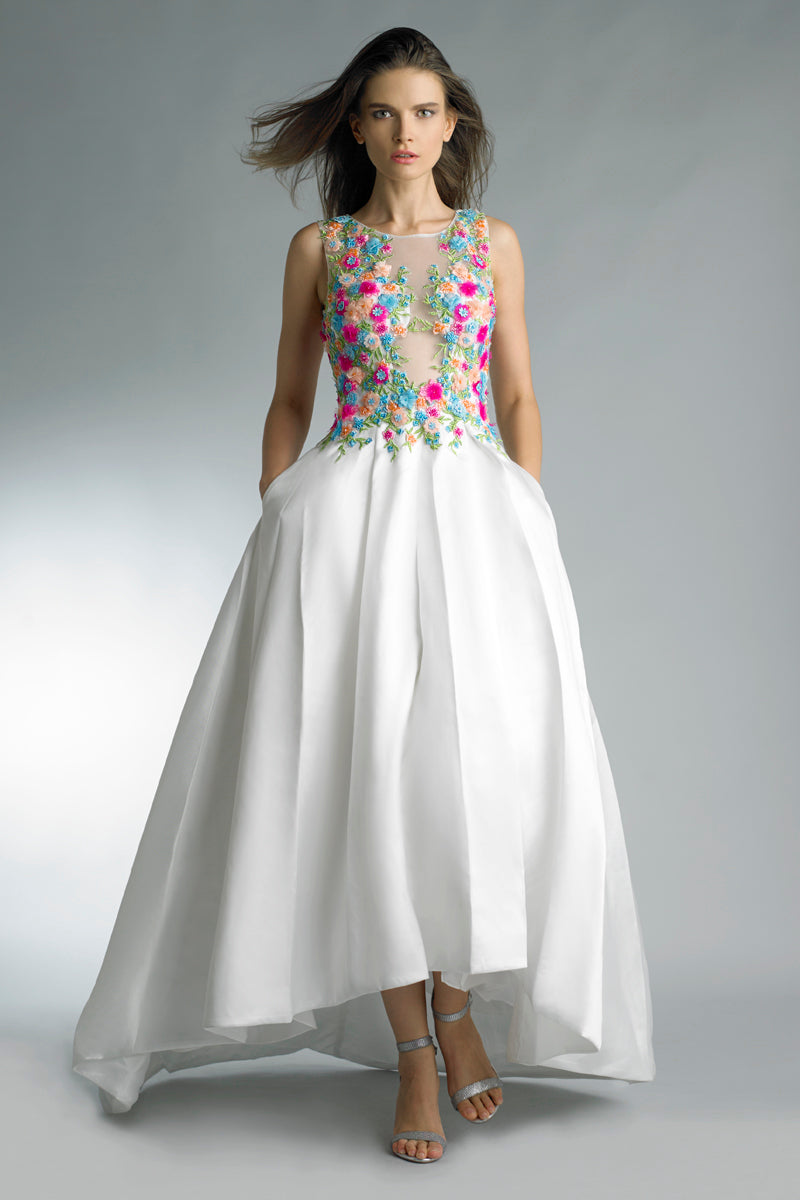 Basix Black Label Floral Top Evening Gown