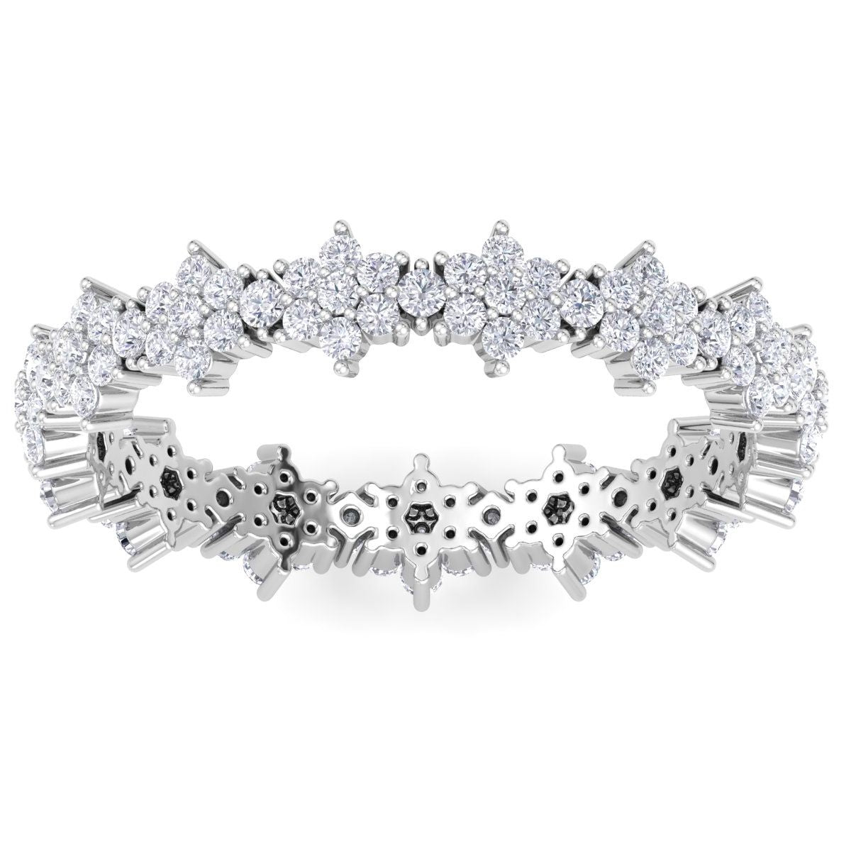 Shop Sselects 1 1/5 Carat Flower Shape Lab Grown Diamond Eternity Ring In 14k White Gold G-h, Vs2 In Silver