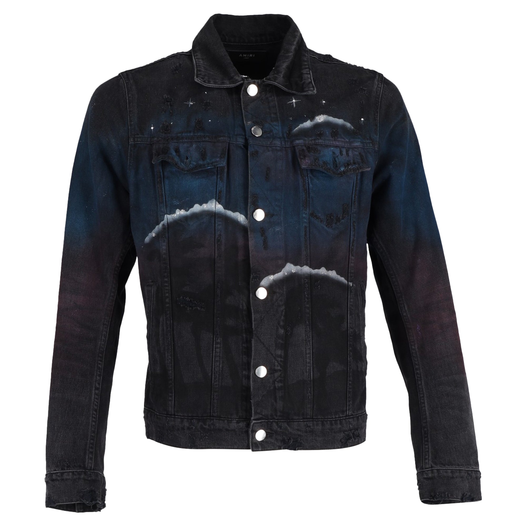 Image of Amiri Airbrush Trucker Jacket in Black Denim