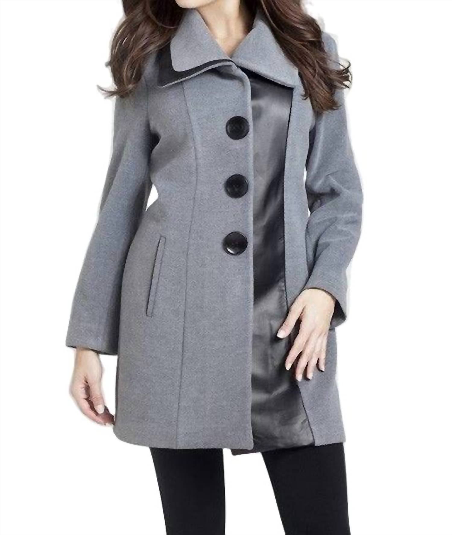 Angel Faux Leather Accent Car Coat In Gray/black