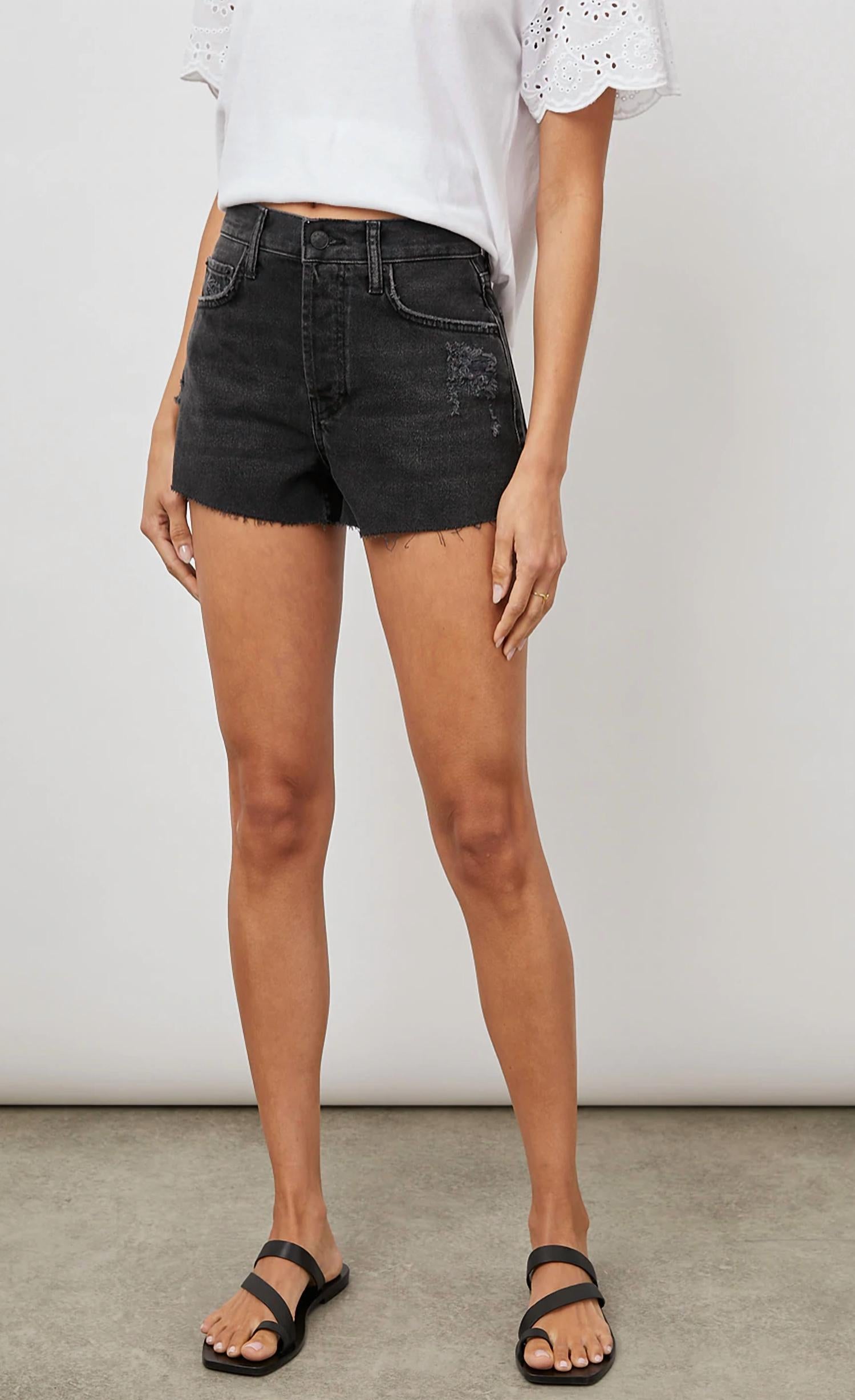 Shop Rails Fairfax Denim Shorts In Ash Black In Grey