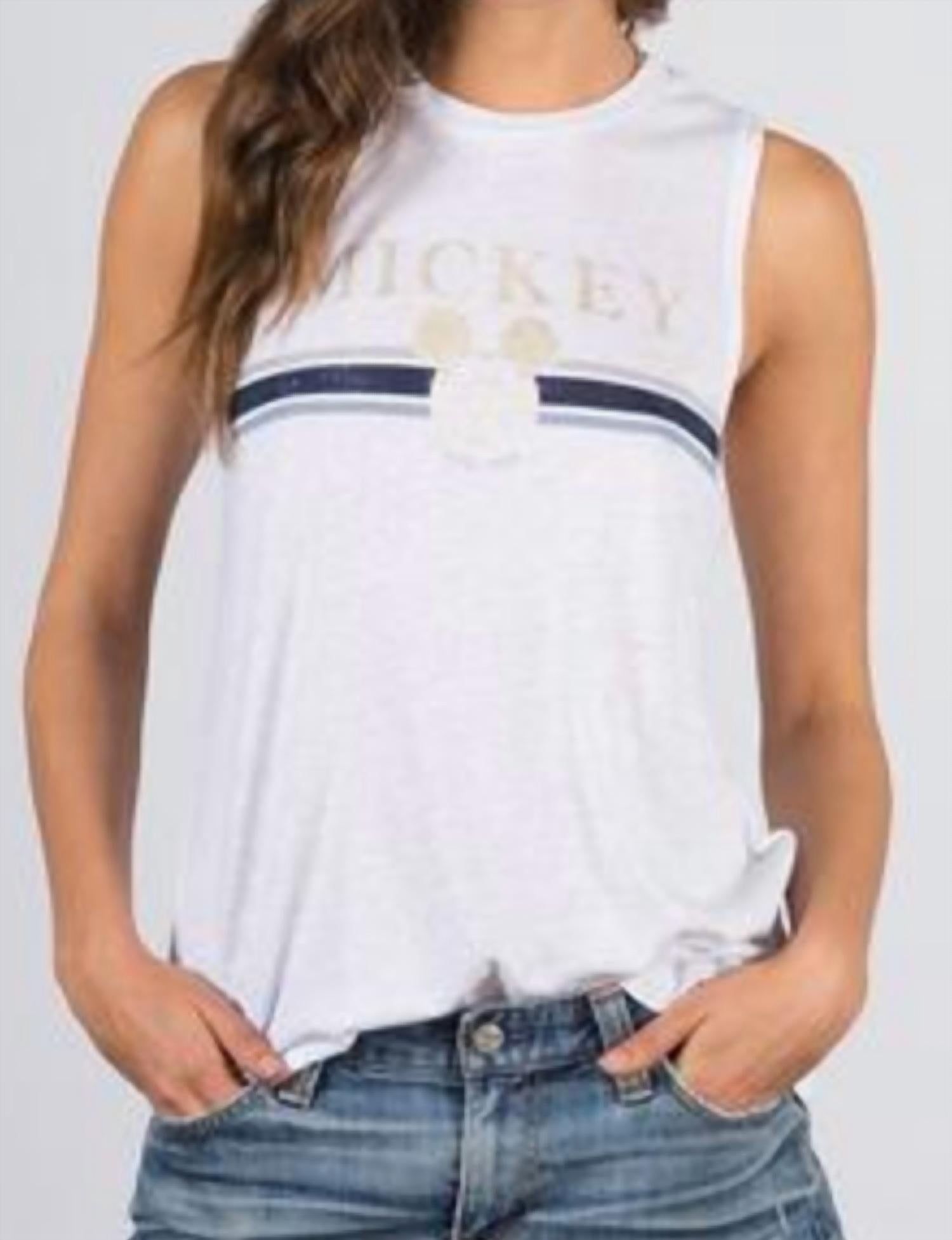 Shop David Lerner Women's Gold Mickey Muscle Tank In Pink In White