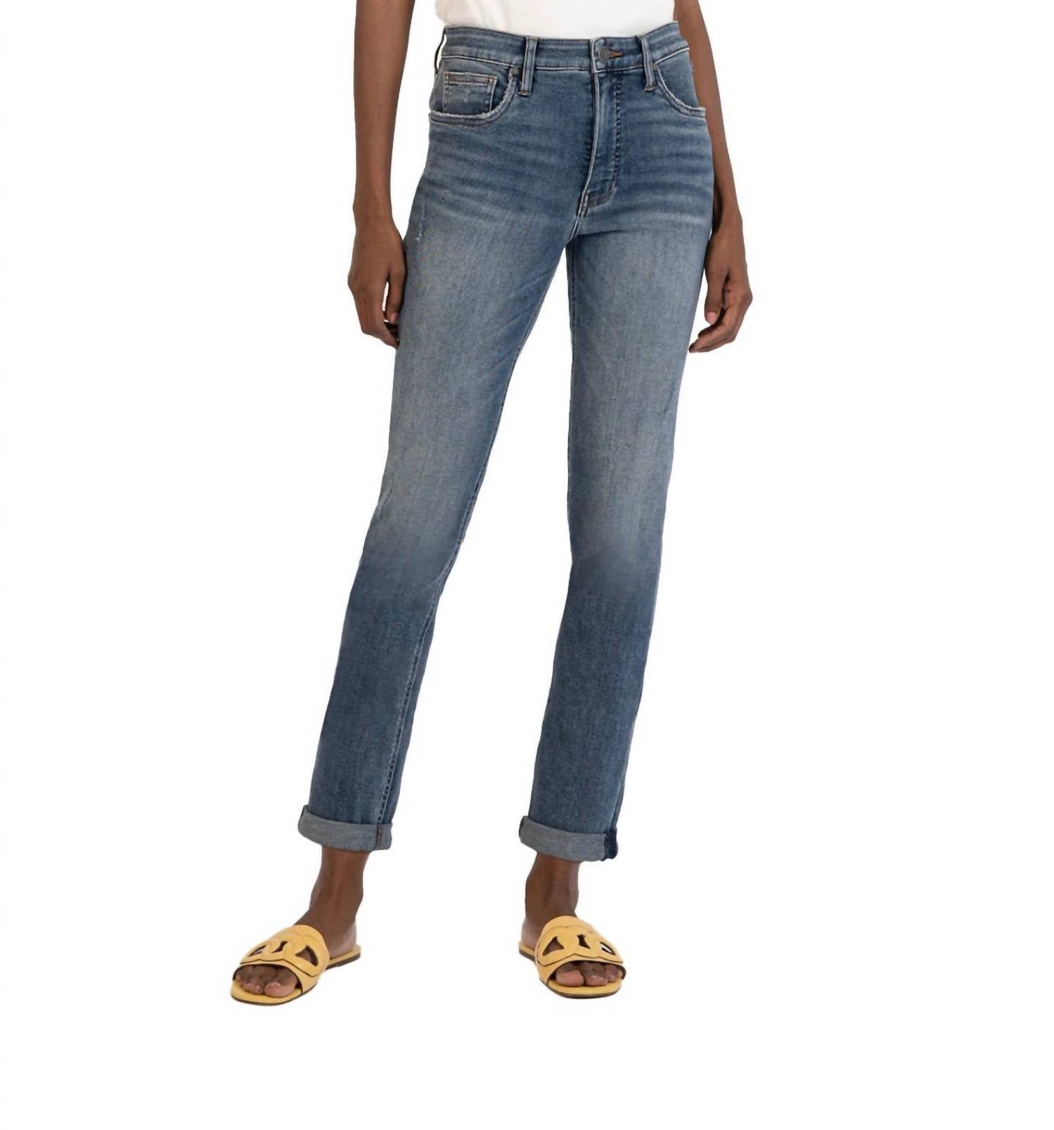 Kut From The Kloth Rachael Fab Ab Mom Jeans In Cleanse Wash In Blue