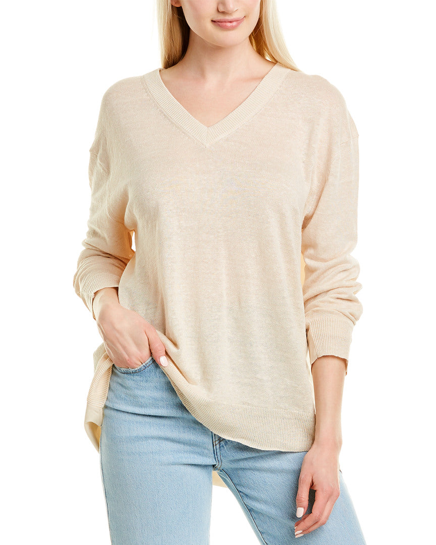 Incashmere Mixed Linen Pullover In Brown