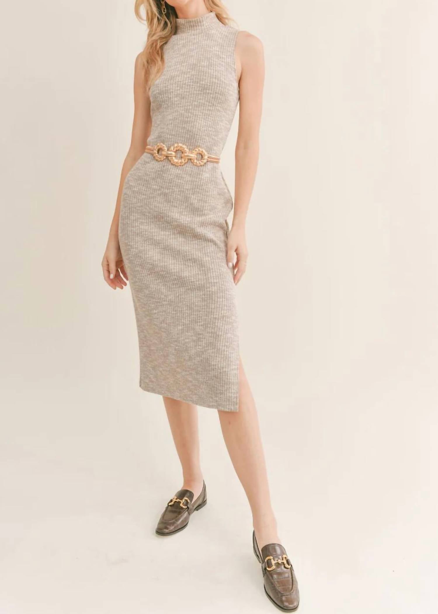 Shop Sage The Label Vintage Heart Midi Dress In Taupe In Beige