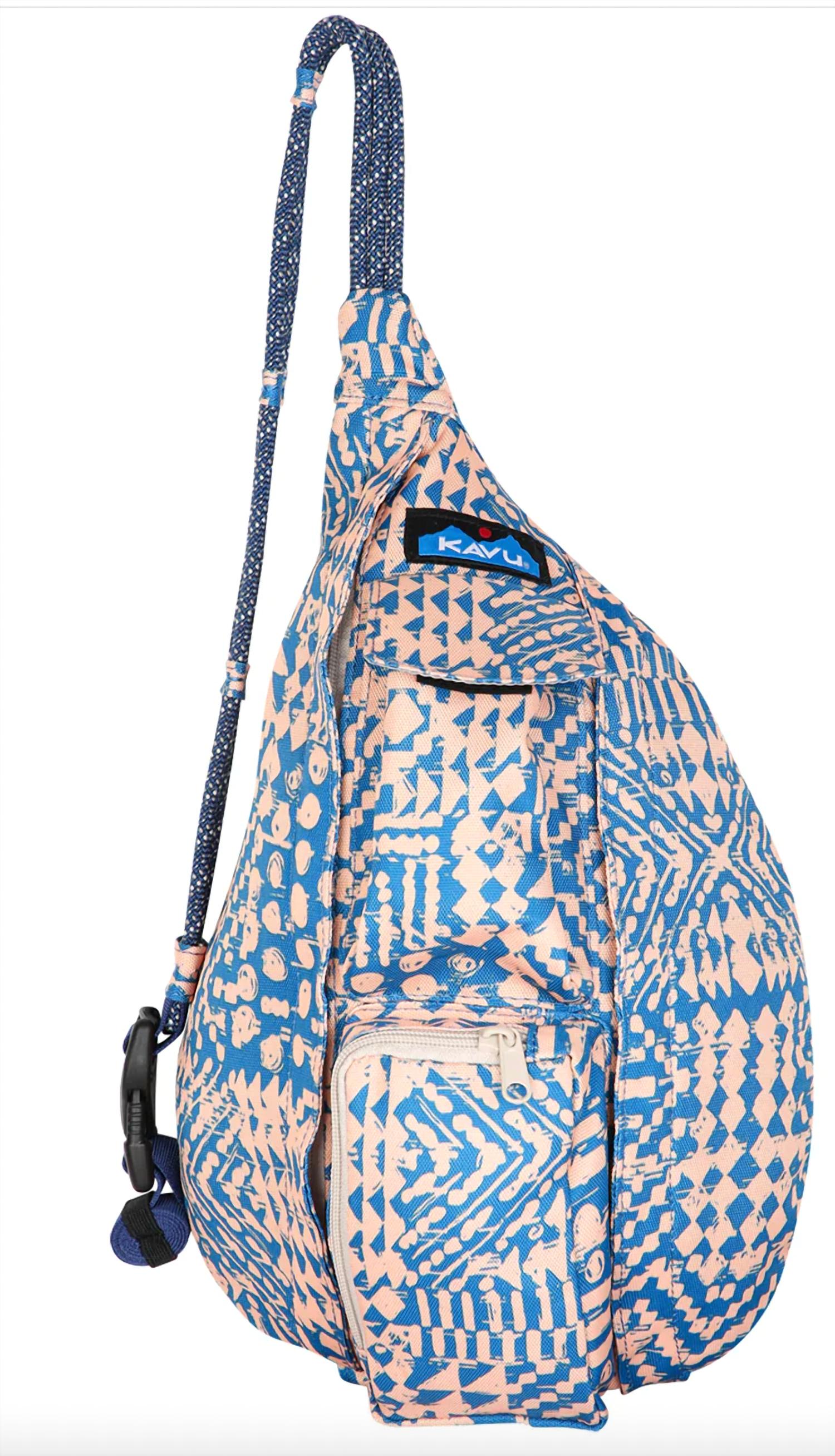 Shop Kavu Mini Rope Sling Bag In Beach Motif In Blue