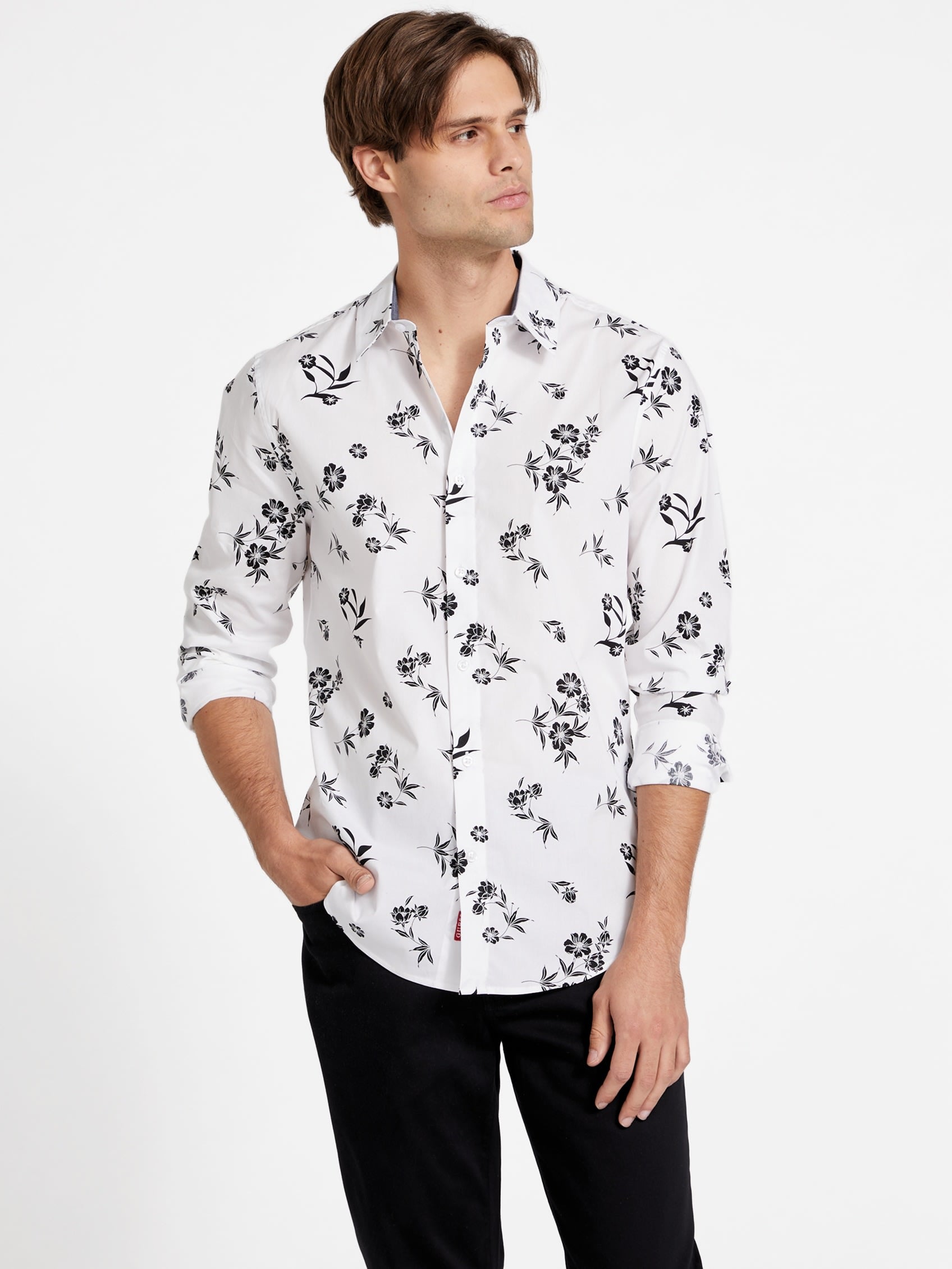 Guess Factory Tilly Floral Poplin Shirt In White
