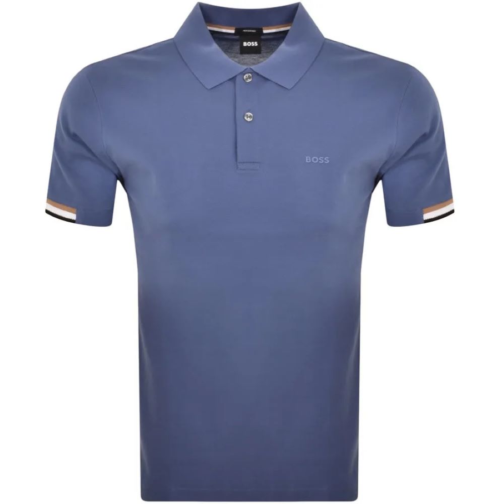 Shop Hugo Boss Men's Parlay 147 Pique Cotton Short Sleeve Polo Shirt, Blue