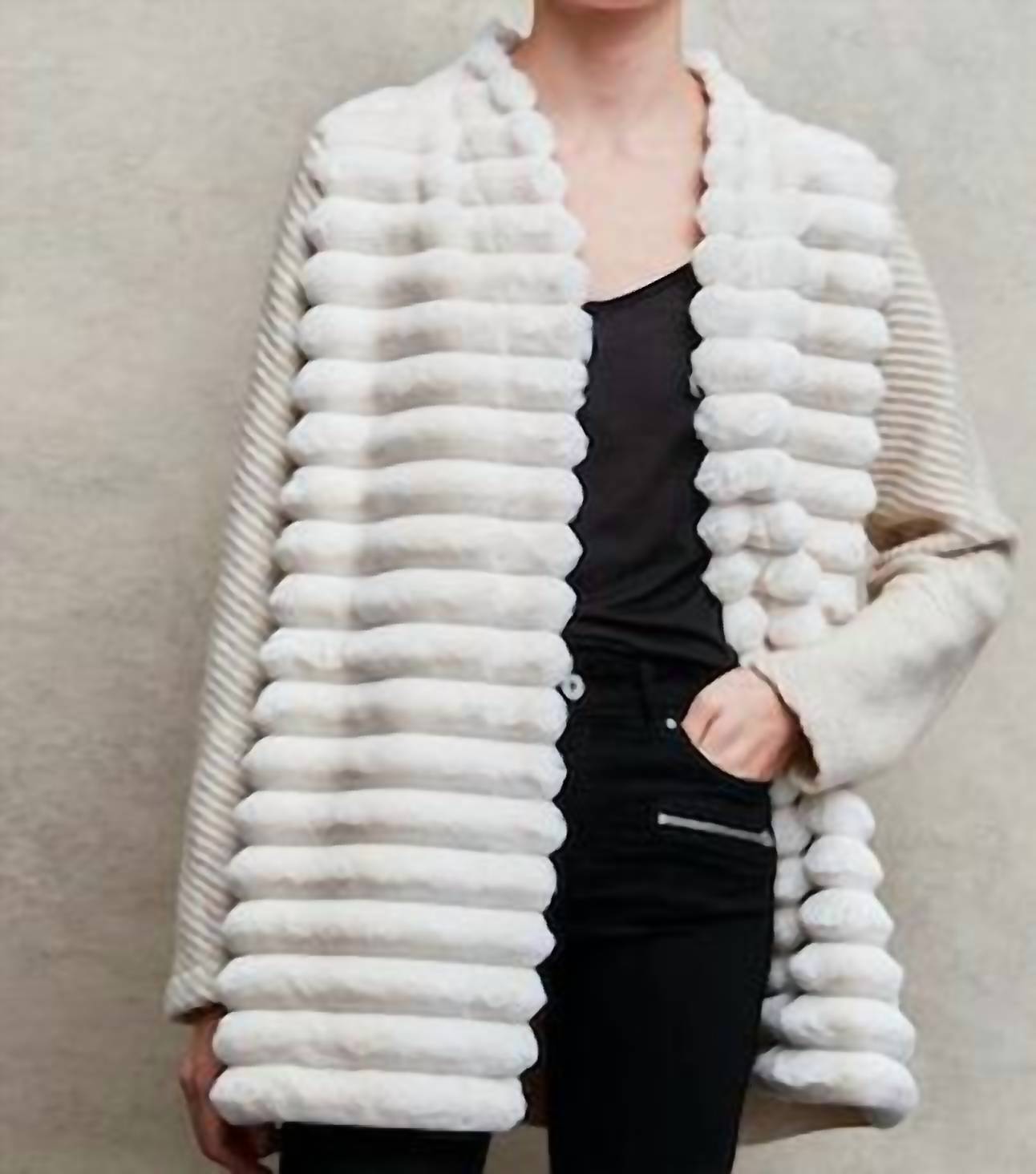 Shop Aldo Martins Faux Fur Cardigan Coat With Knit Back In 1101 In White