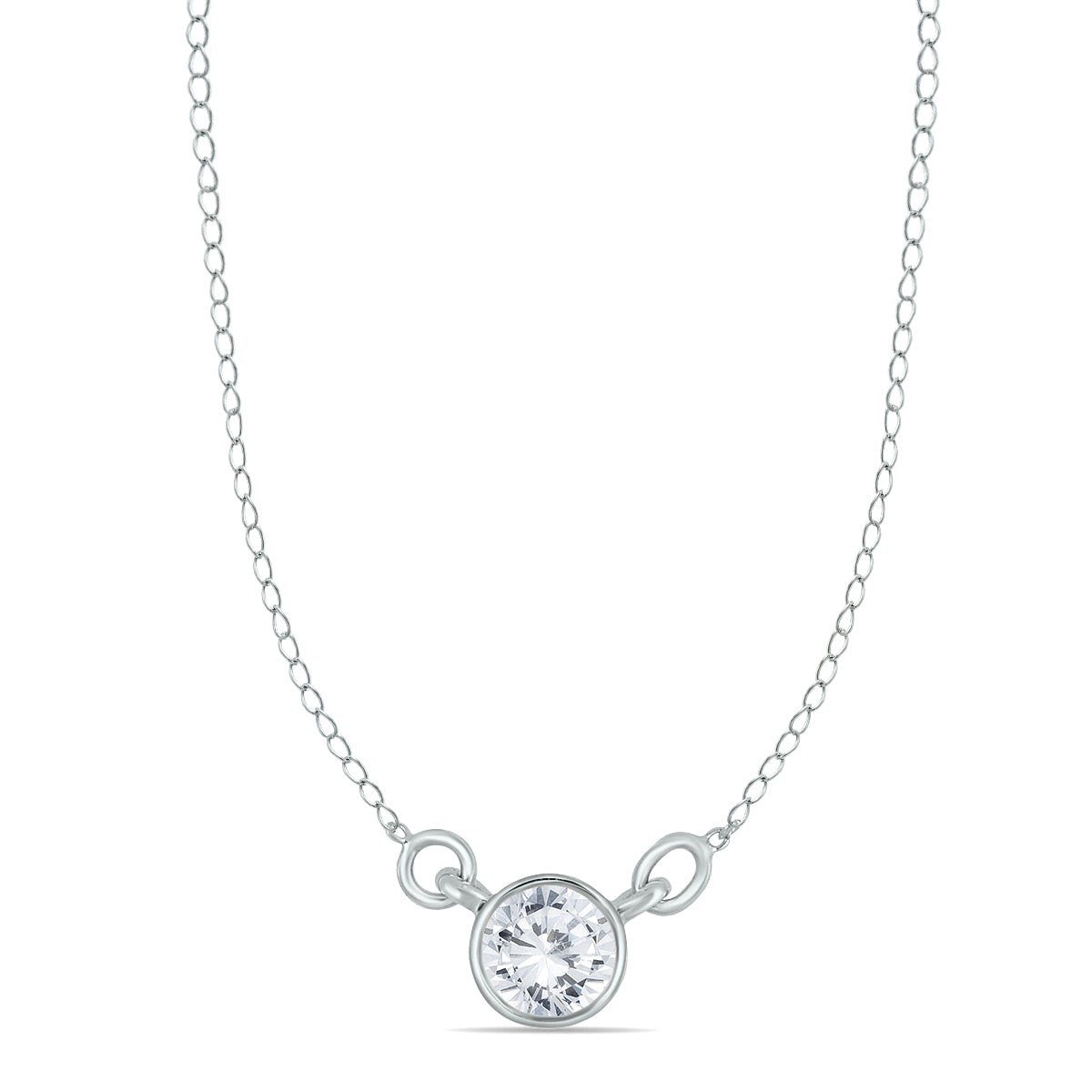 Sselects 1/2 Ctw Natural Diamond Bezel Necklace In 14k In White