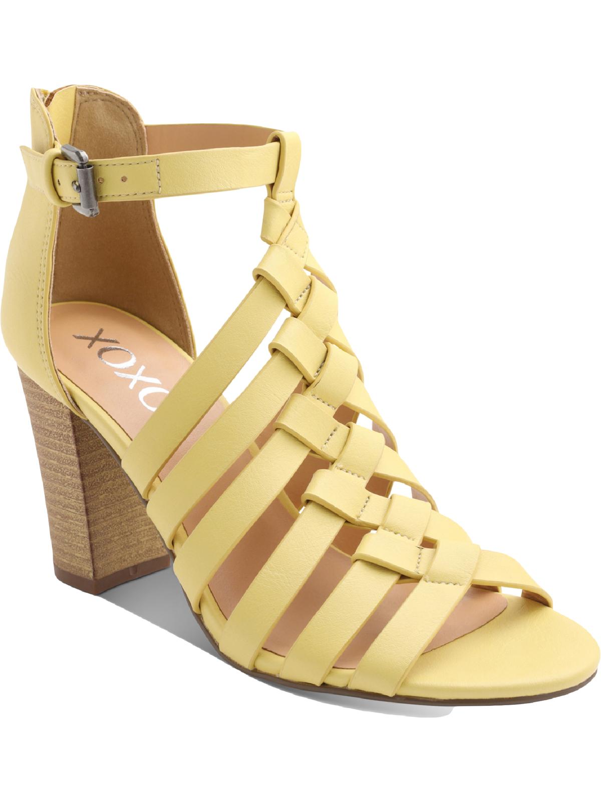 Xoxo Baxter Womens Faux Leather Strappy Heels In Yellow