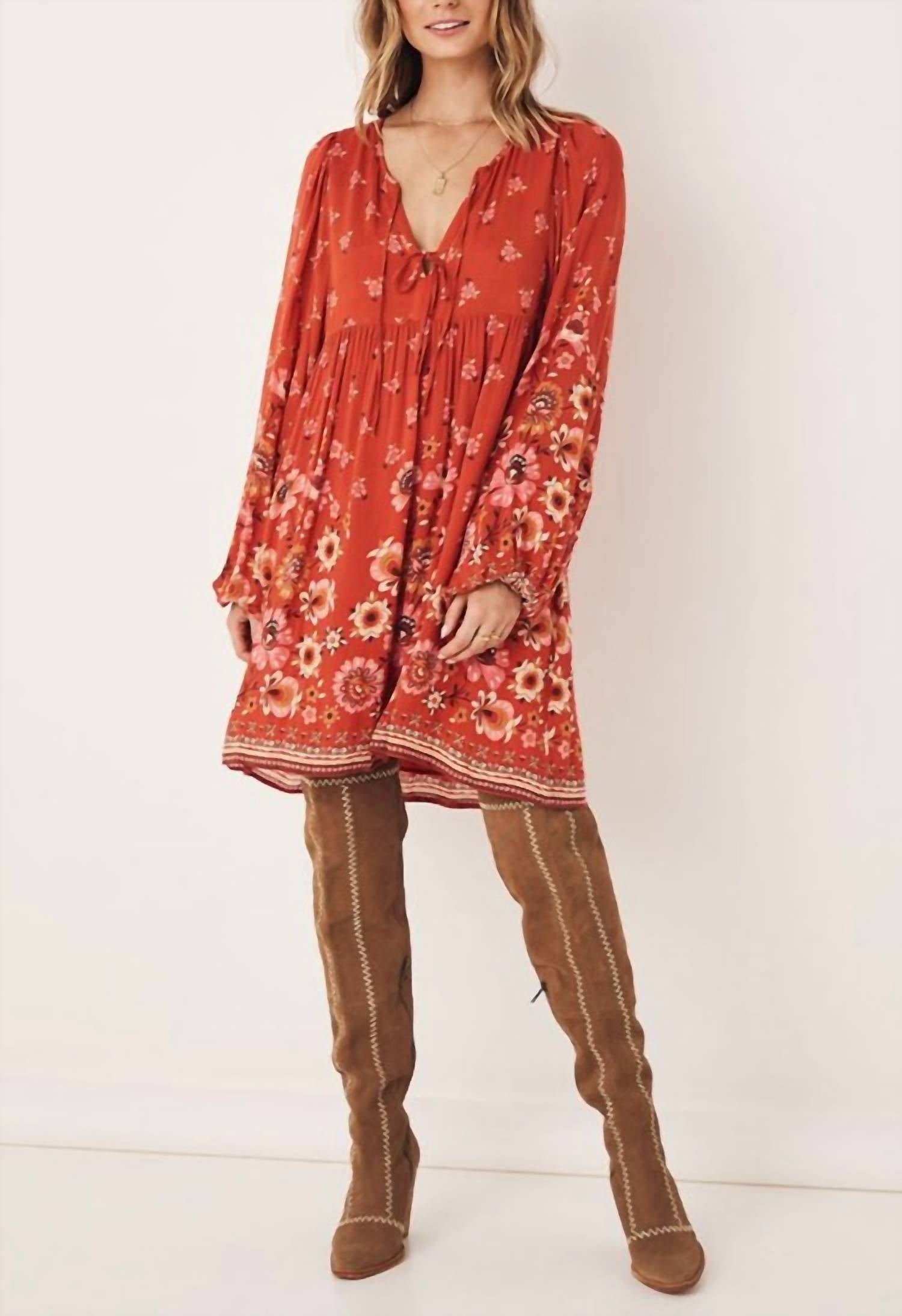 Shop Spell Joni Tunic Dress In Campfire In Pink