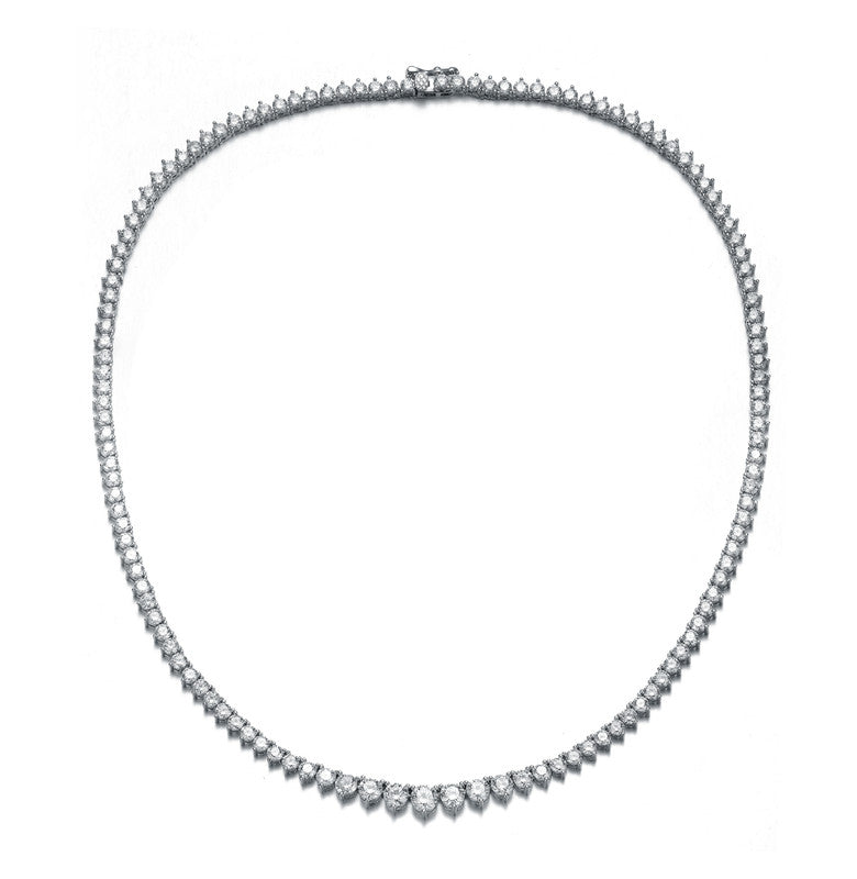 Rachel Glauber Diamond Cubic Zirconia Graduated Tennis Chain Necklace In White