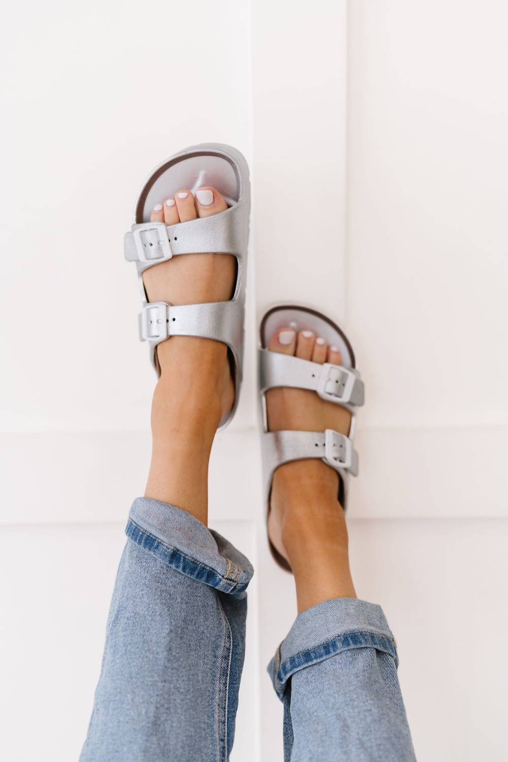 Corkys Footwear Sunny Strides Sandals In Silver In White