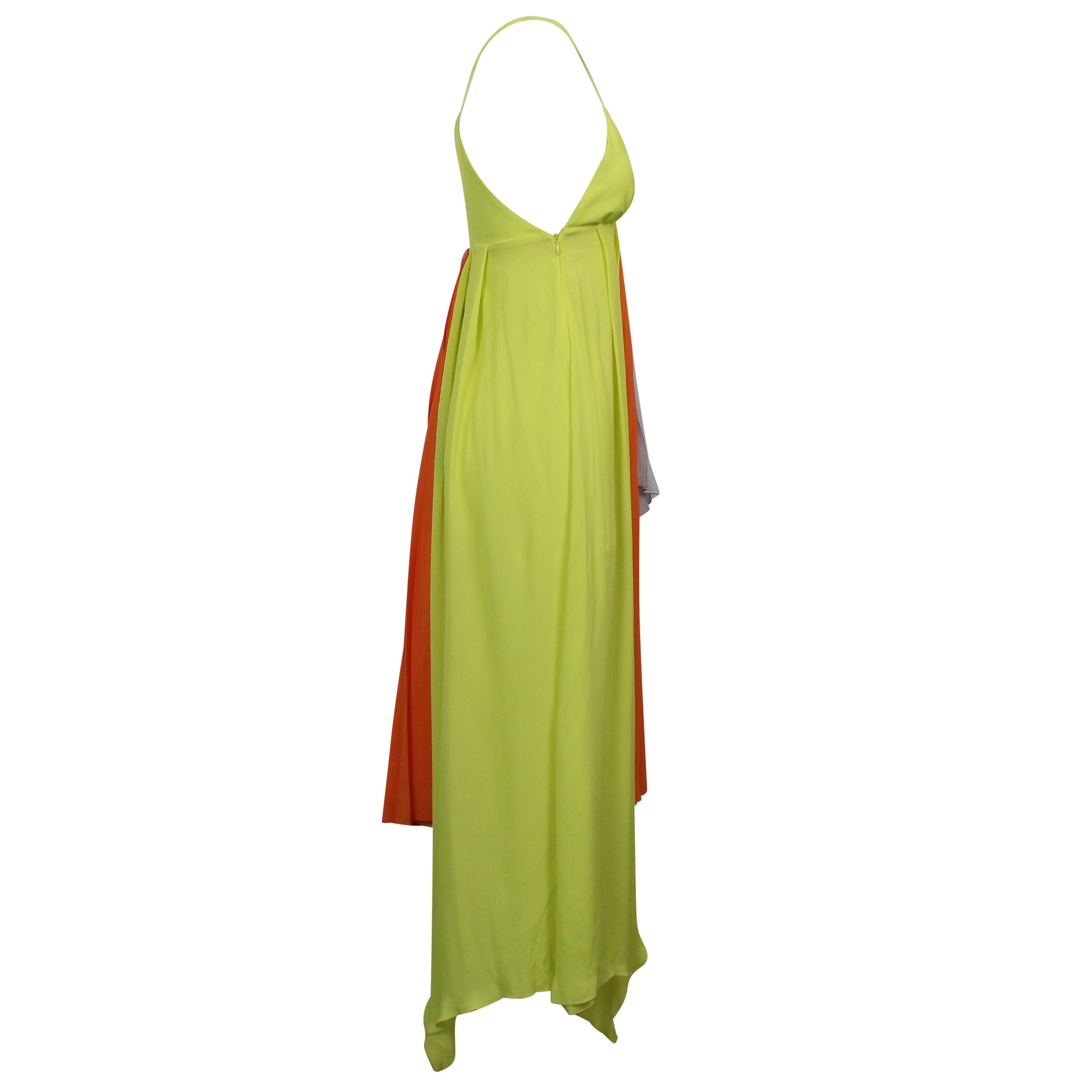 Ben Taverniti Unravel Project Crepon Slip Layers Dress - Yellow In Green