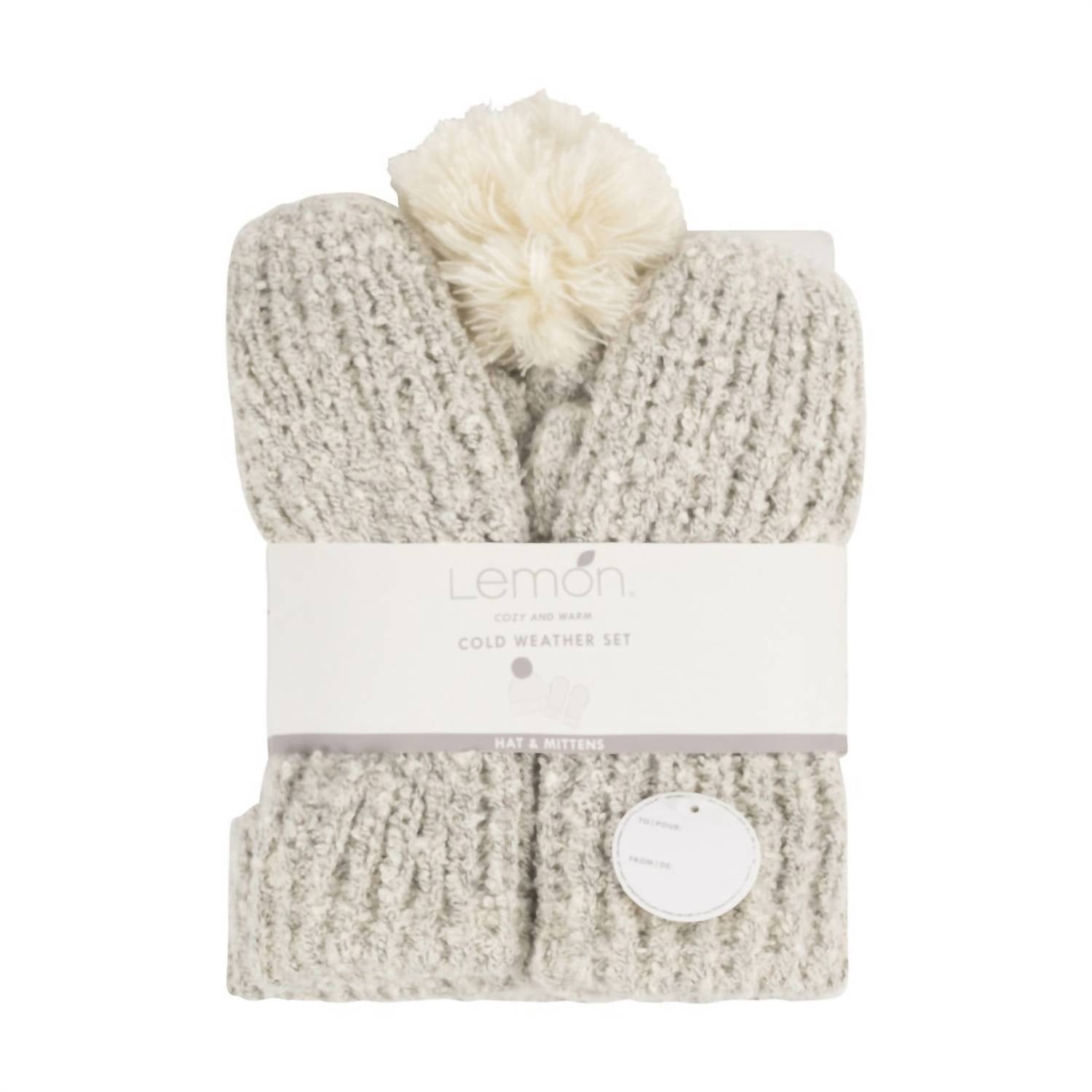 Shop Lemon Snow Storm Beanie And Mitten Set In White Traditional