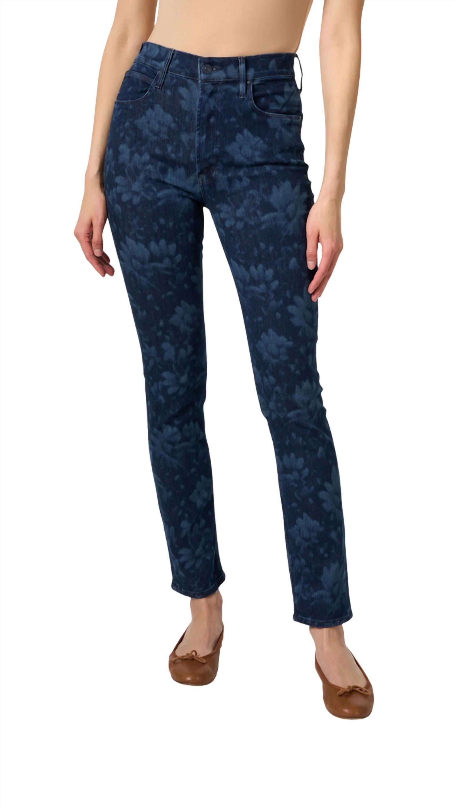 Shop Mother The Dazzler Jean In Floral In Blue