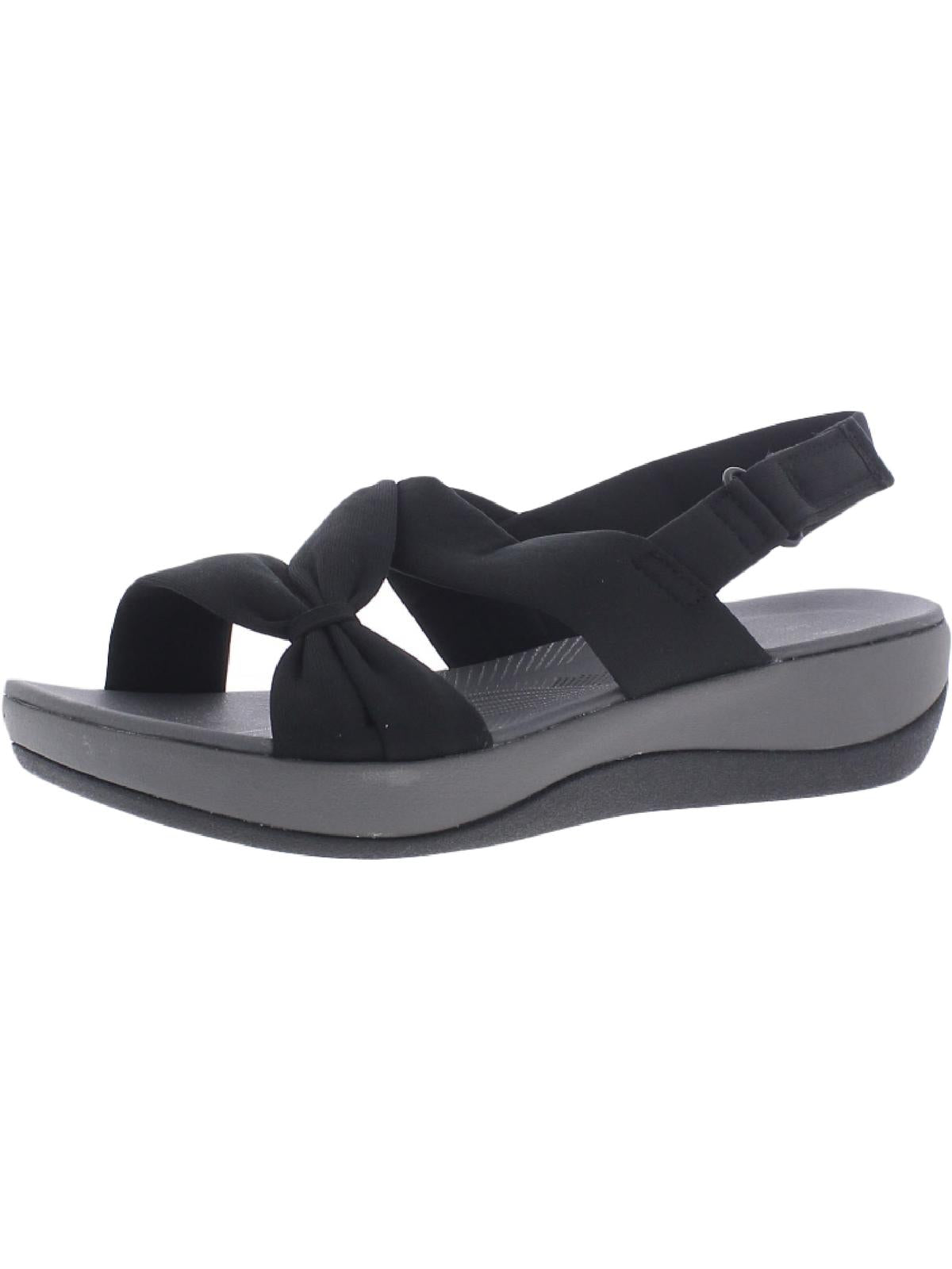 Shop Cloudsteppers By Clarks Arla Primrose Womens Open Toe Cushioned Footbed Wedge Sandals In Black