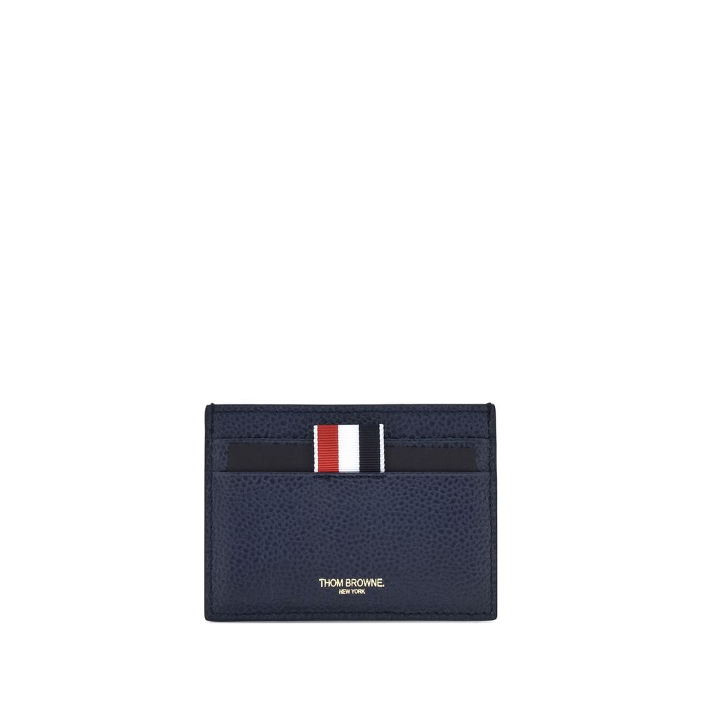 Thom Browne Navy Side 4-bar Stripe Card Holder In Blue