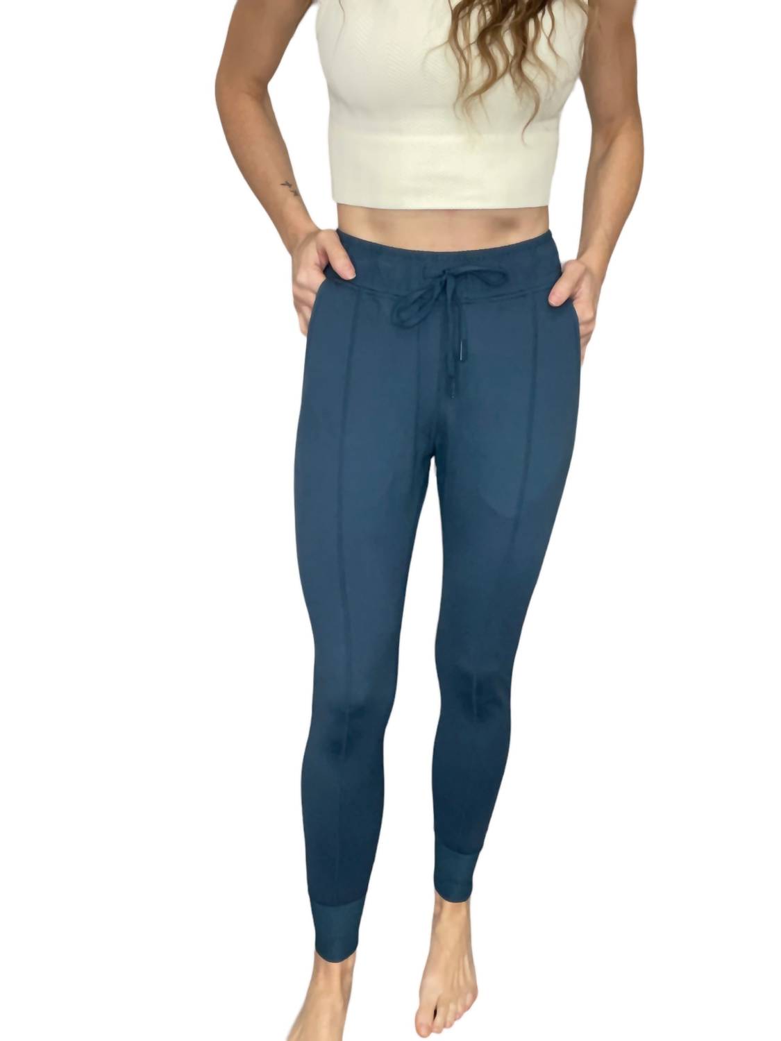 Shop Mono B Slimming Joggers Pants In Midnight Navy In Blue