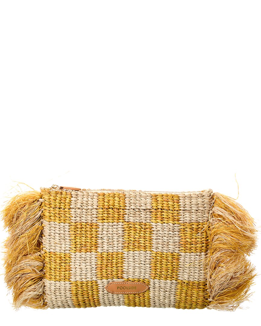 Poolside The Tropical Check Raffia Clutch In Yellow