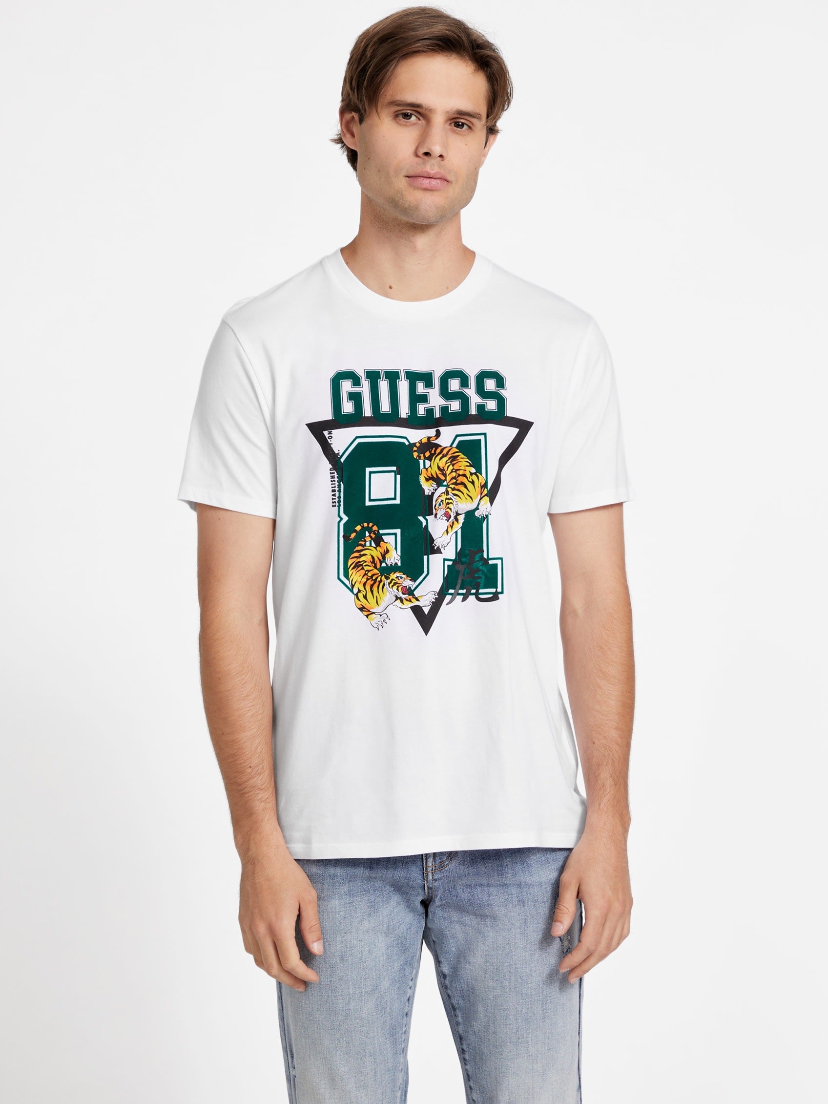 Shop Guess Factory Eco Jamos Logo Tee In White