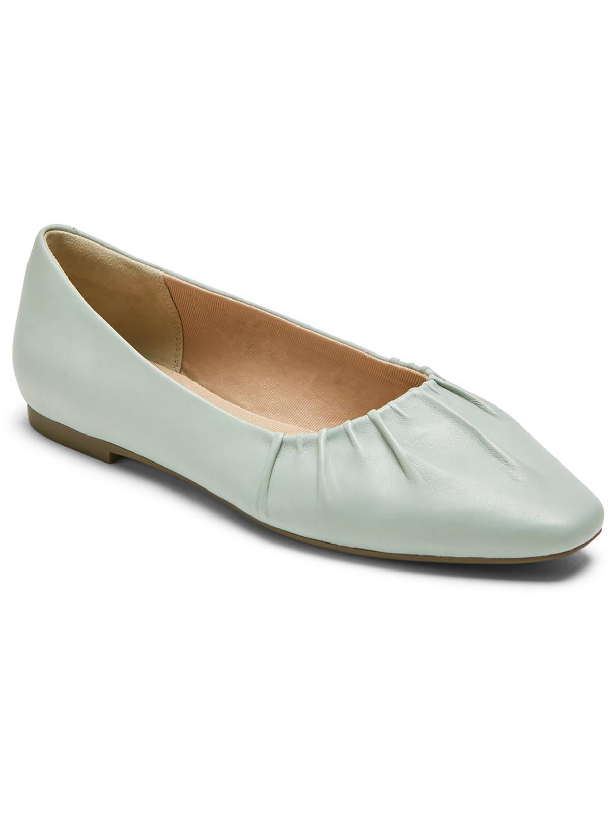 Shop Rockport Laylani Gather Womens Leather Slip-on Ballet Flats In Green