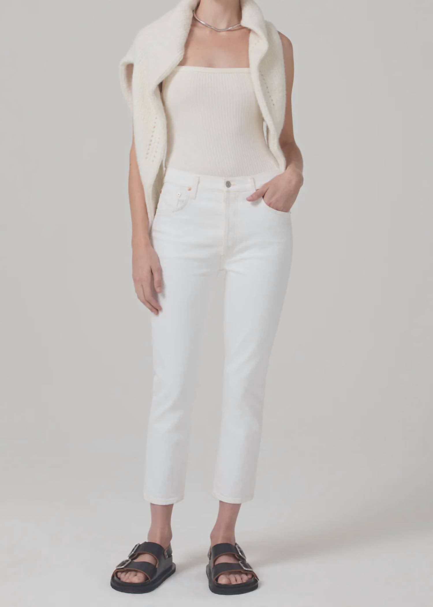 Shop Citizens Of Humanity Charlotte High Rise Cropped Jean In Chantilly In White