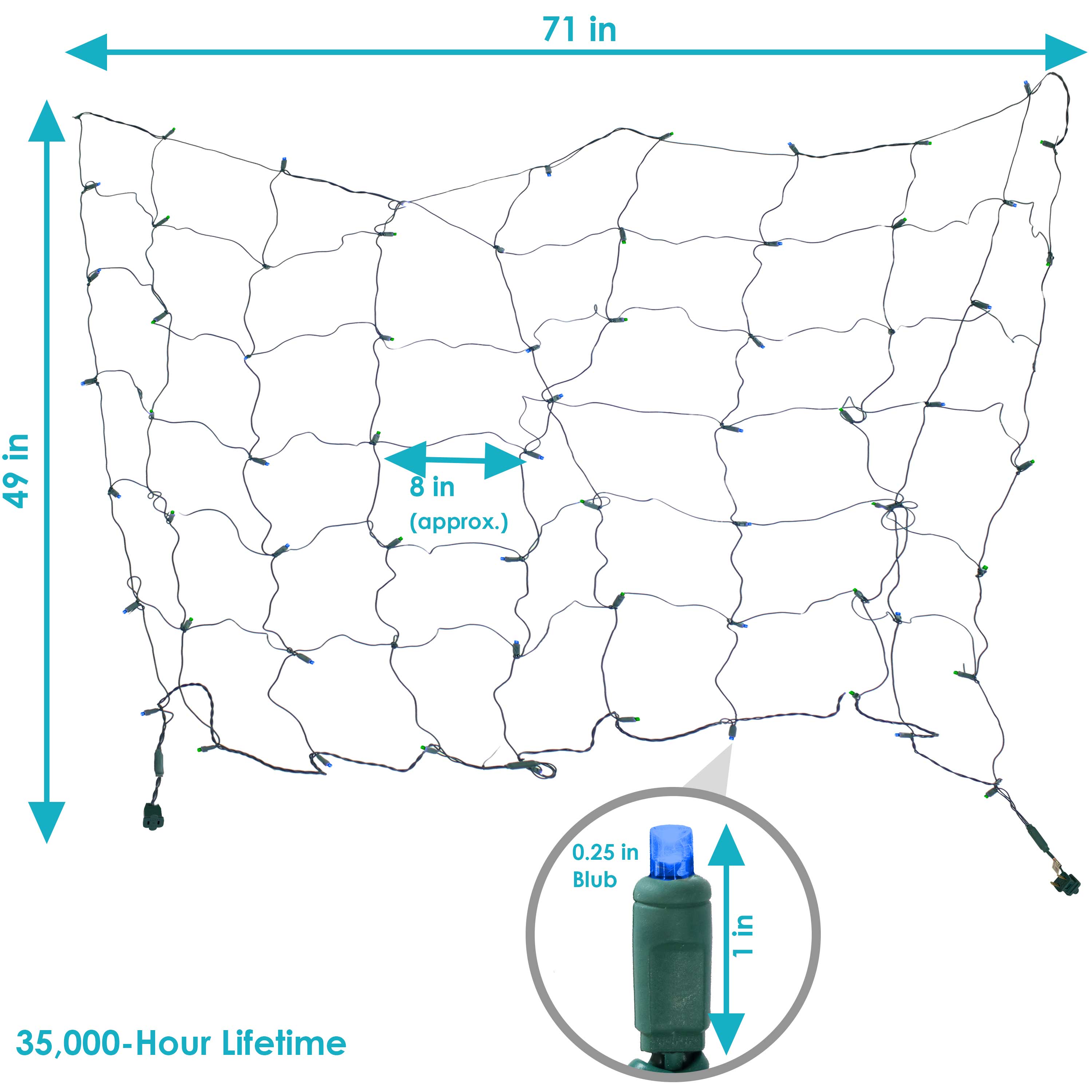 Sunnydaze Electric Plug-In 70ct LED Indoor/Outdoor Net String Lights 5mm Wide Angle - 6' x 4' Green Wire