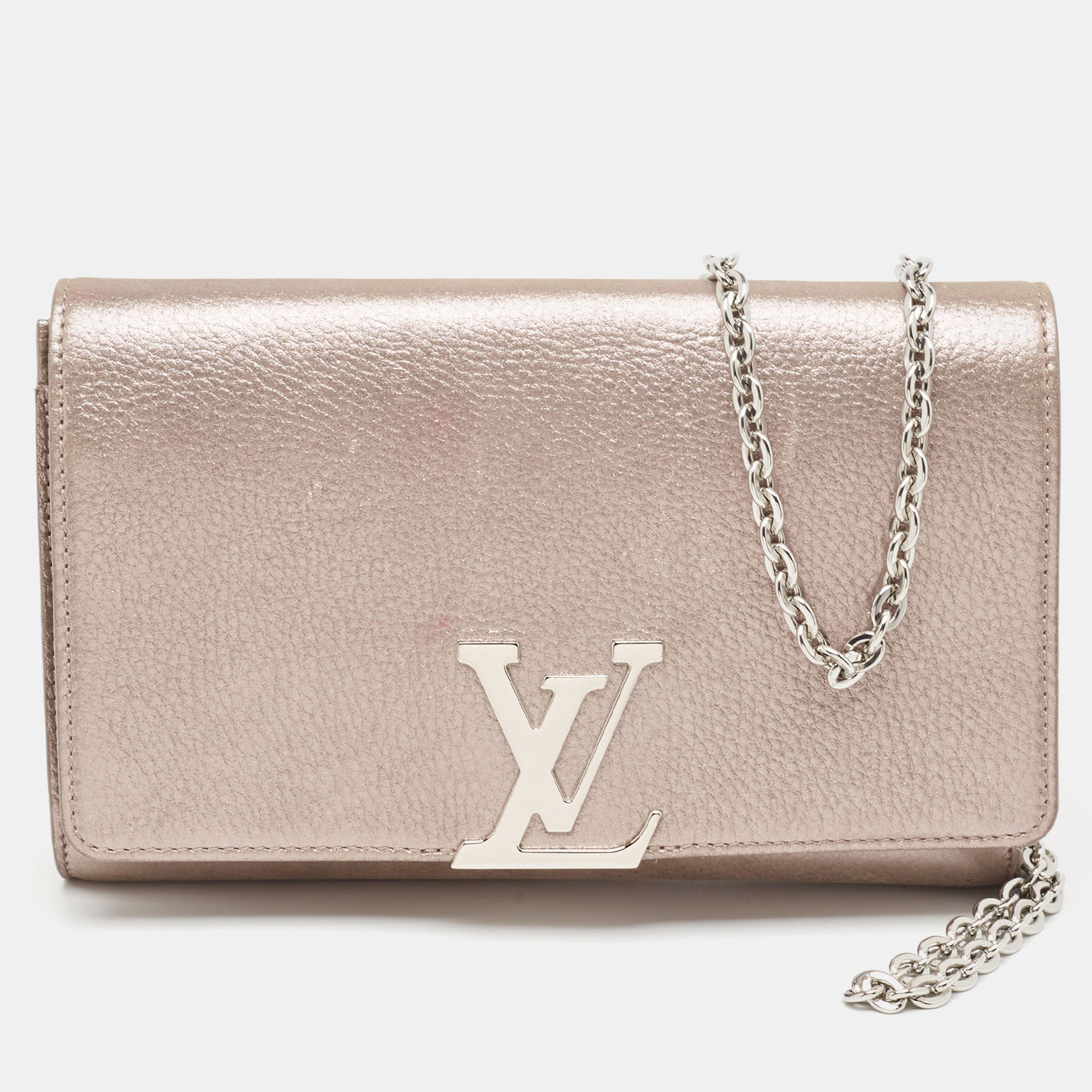 Pre-owned Louis Vuitton Iridescent Leather Chain Louise Clutch In Multi