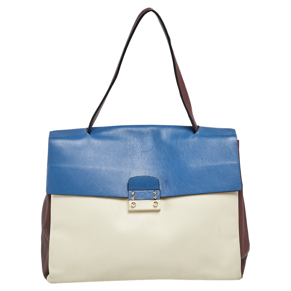 Shop Valentino Color Leather Mime Top Handle Bag In Blue