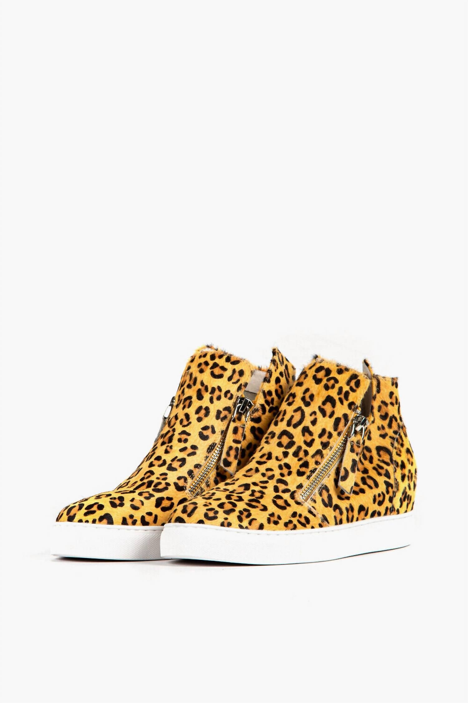 All Black Women's Fur Top & Zip In Sneaker In Leopard In Multi