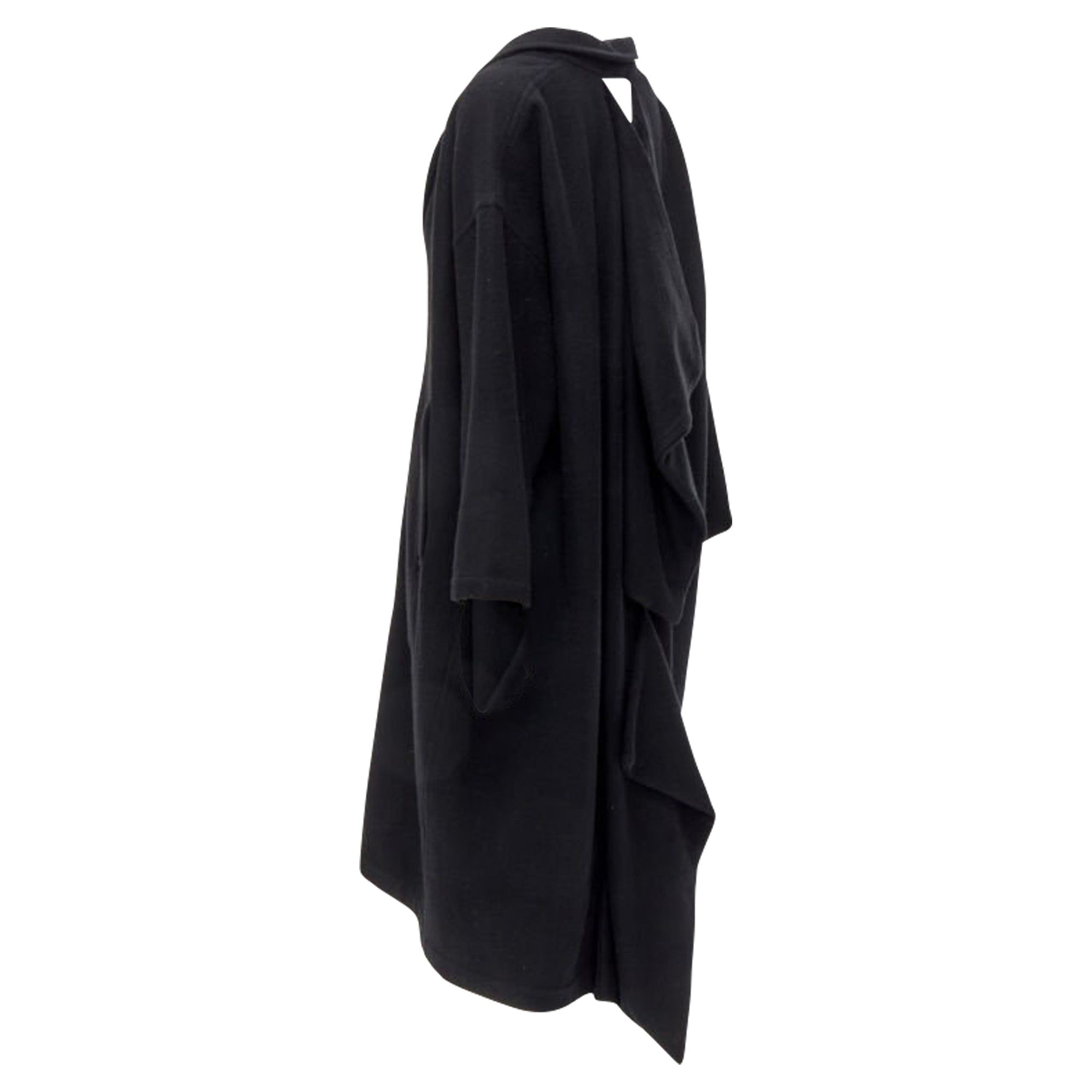 Comme Des Garçons Comme Des Garcons Dinosaur Jagged Cut Out Draped Coat In Black