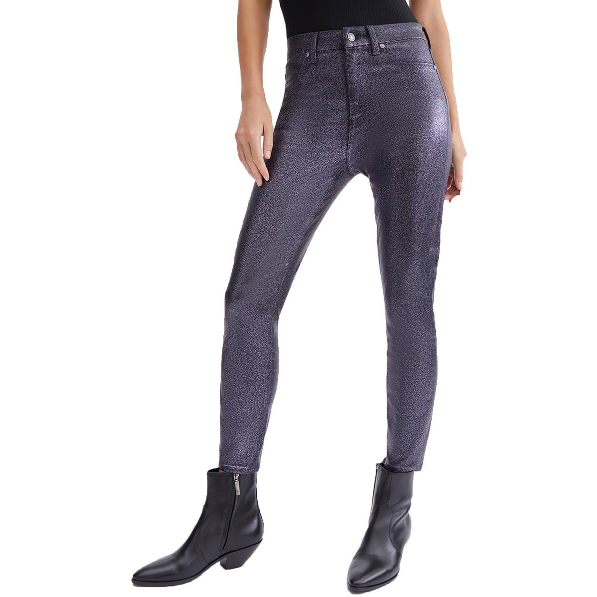 7 For All Mankind Womens Coated Super Skinny Ankle Jeans