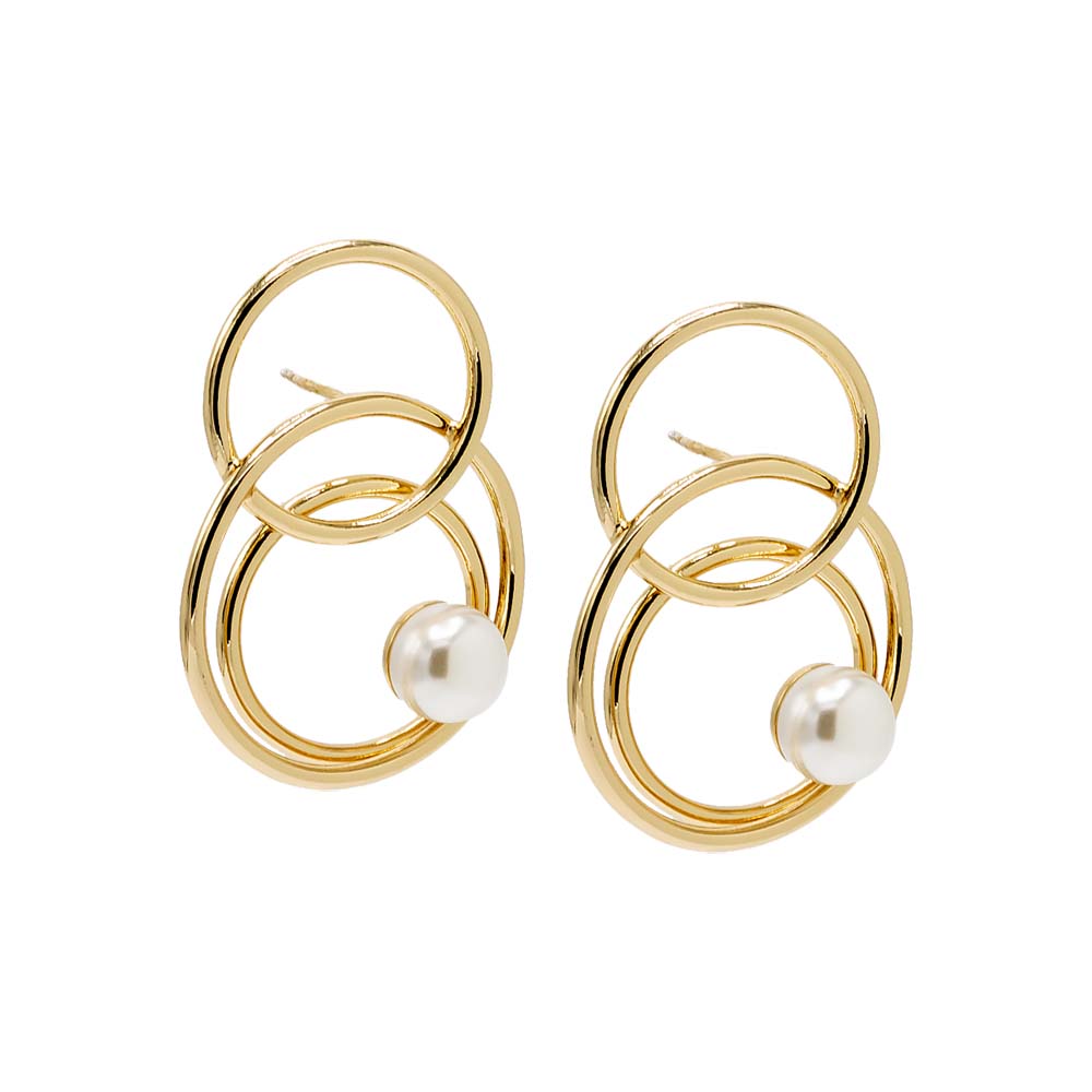 Shop Adina Eden Solid Multi Loop Pearl Drop Stud Earring In Gold