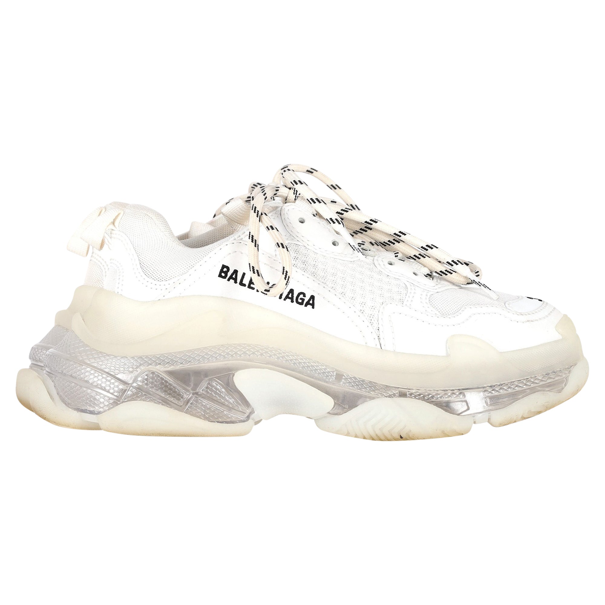 image of Balenciaga Clear Sole Triple S Sneakers in White Polyester